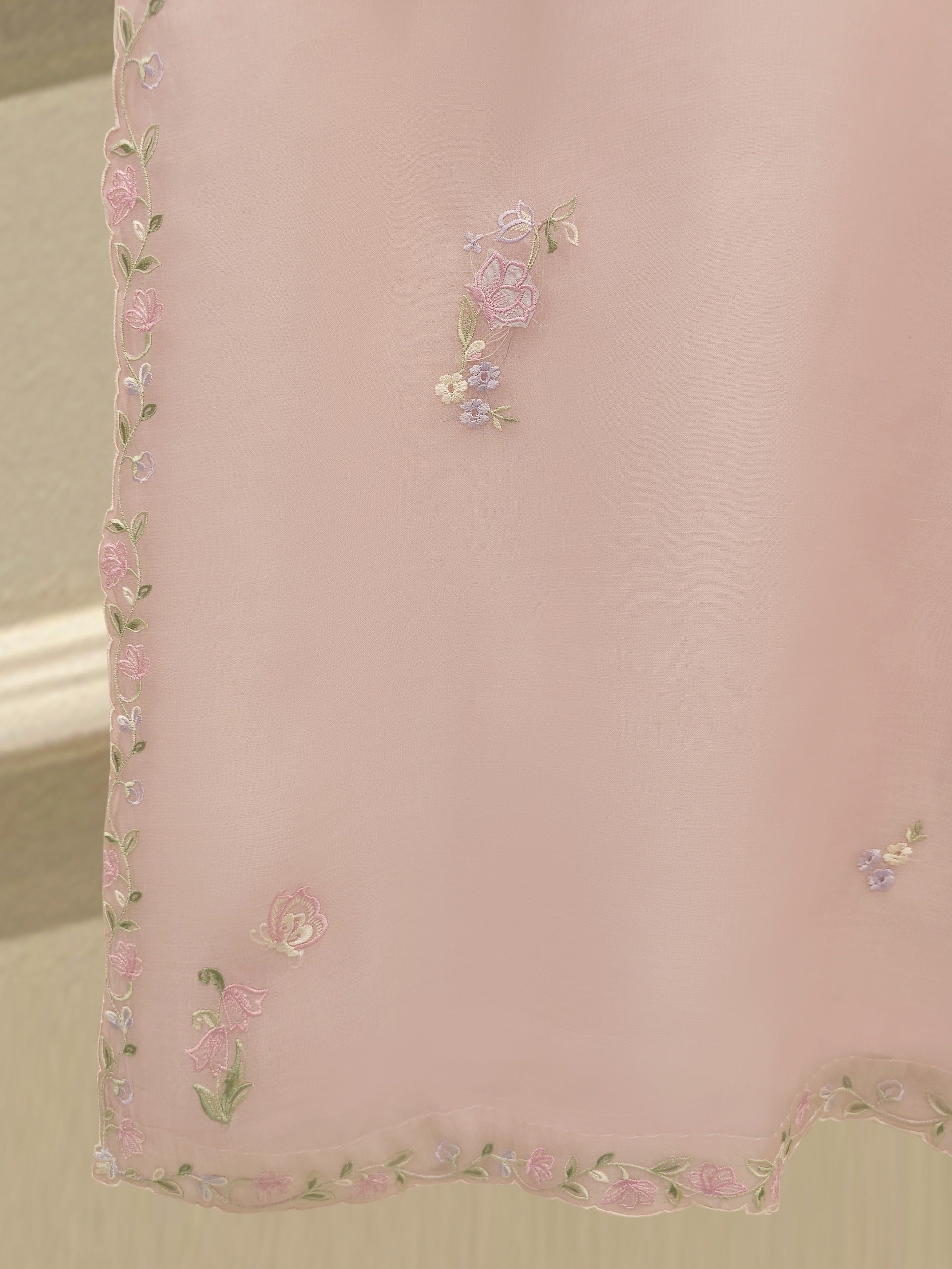 3 Piece - Pure Organza Embroidered Suit S114708