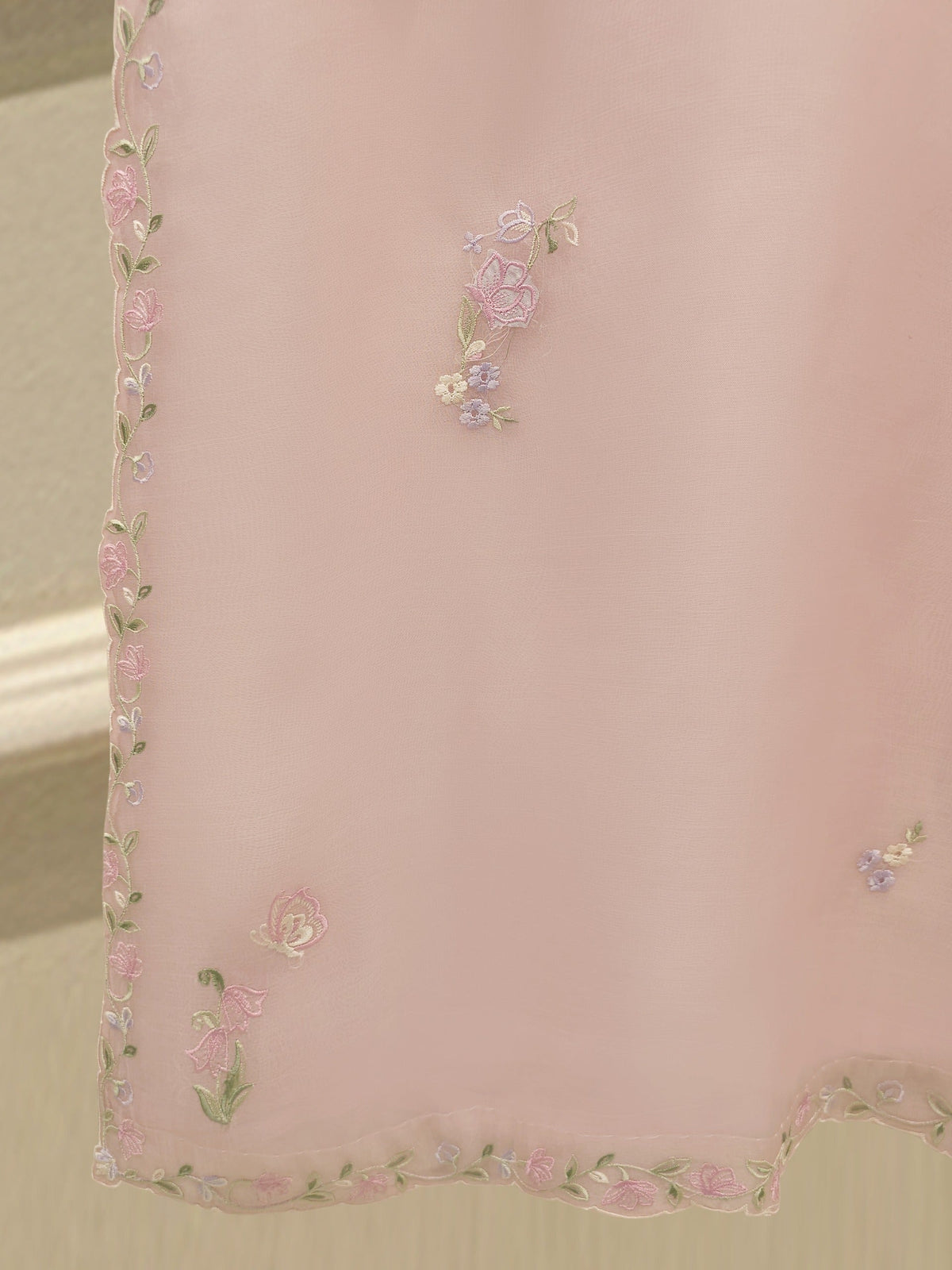 3 Piece - Pure Organza Embroidered Suit S114708