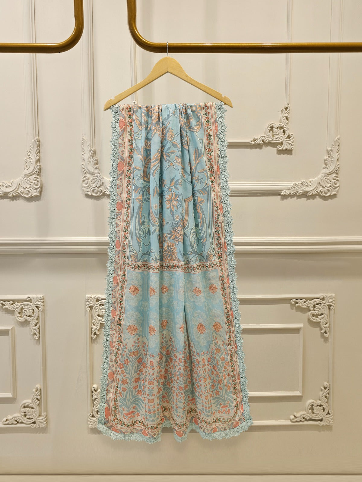 2-Piece Embroidered Digital Printed Cambric Suit S114760