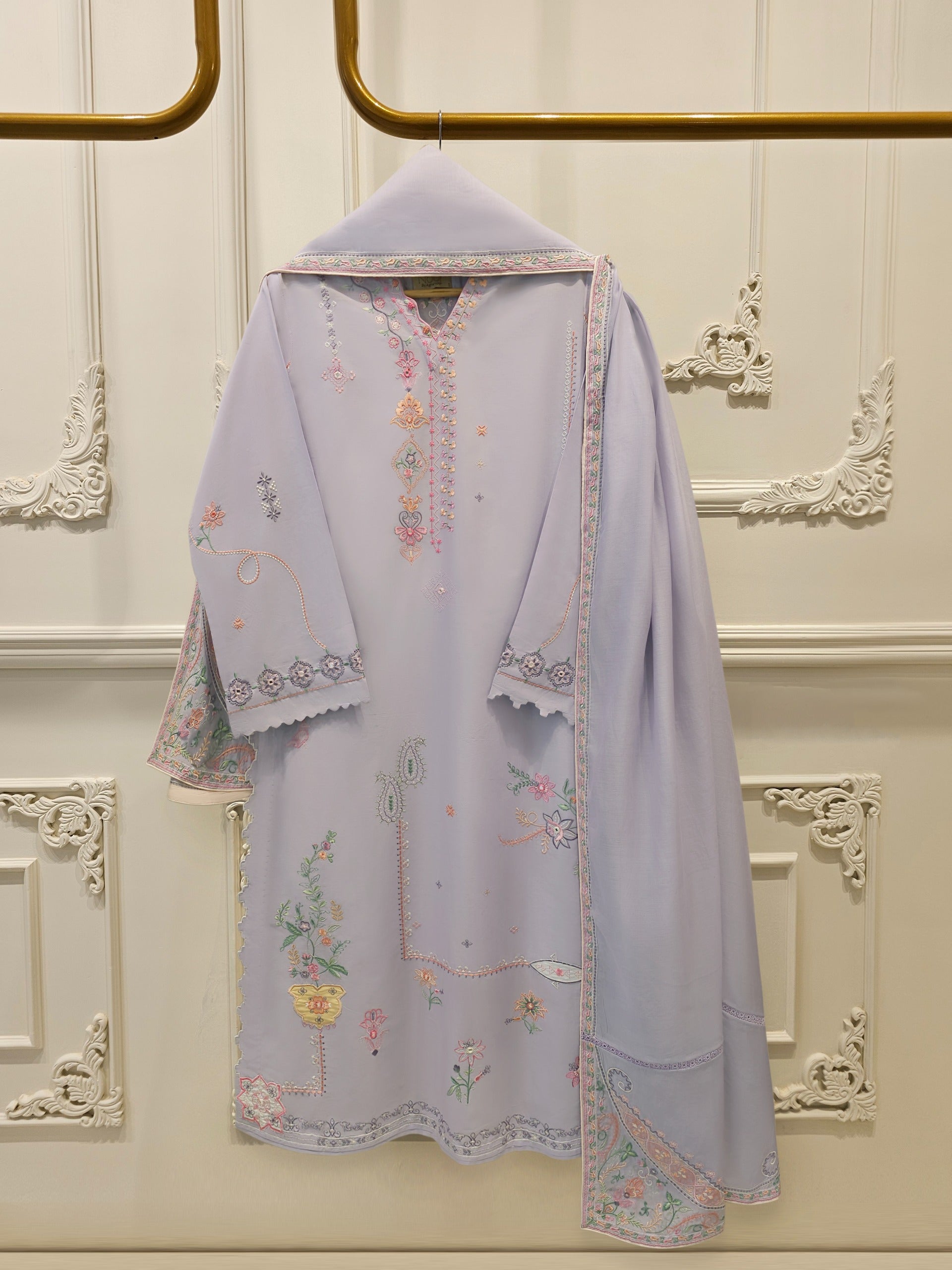 2 Piece - Embroidered Cambric Suit WS00342