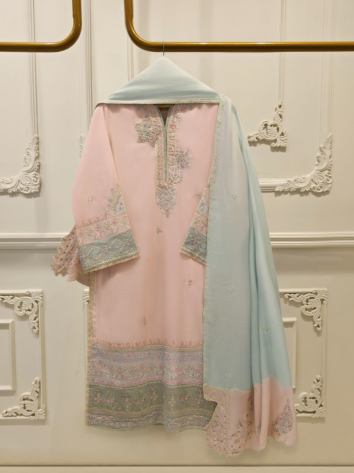 3 Piece - Embroidered Kora Cotton Suit WS00341