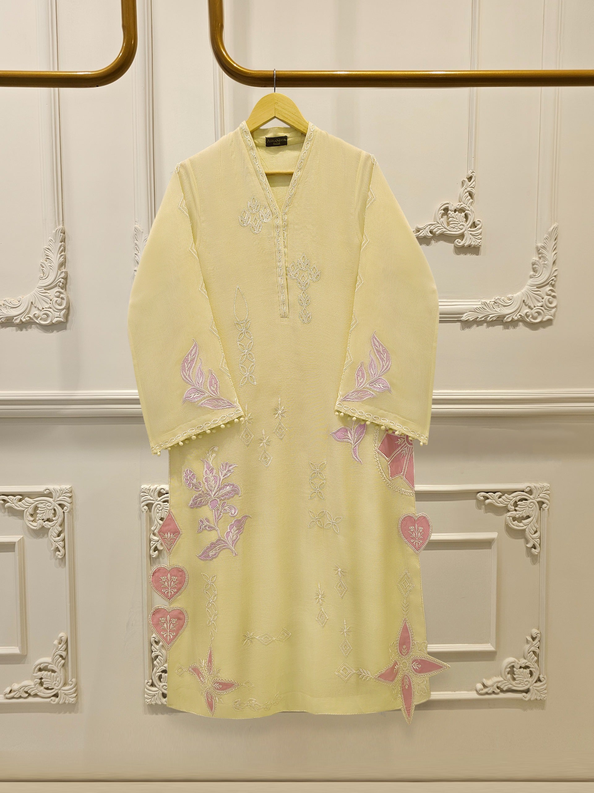 2 Piece - Pure Embroidered Cotton Net Suit S114935