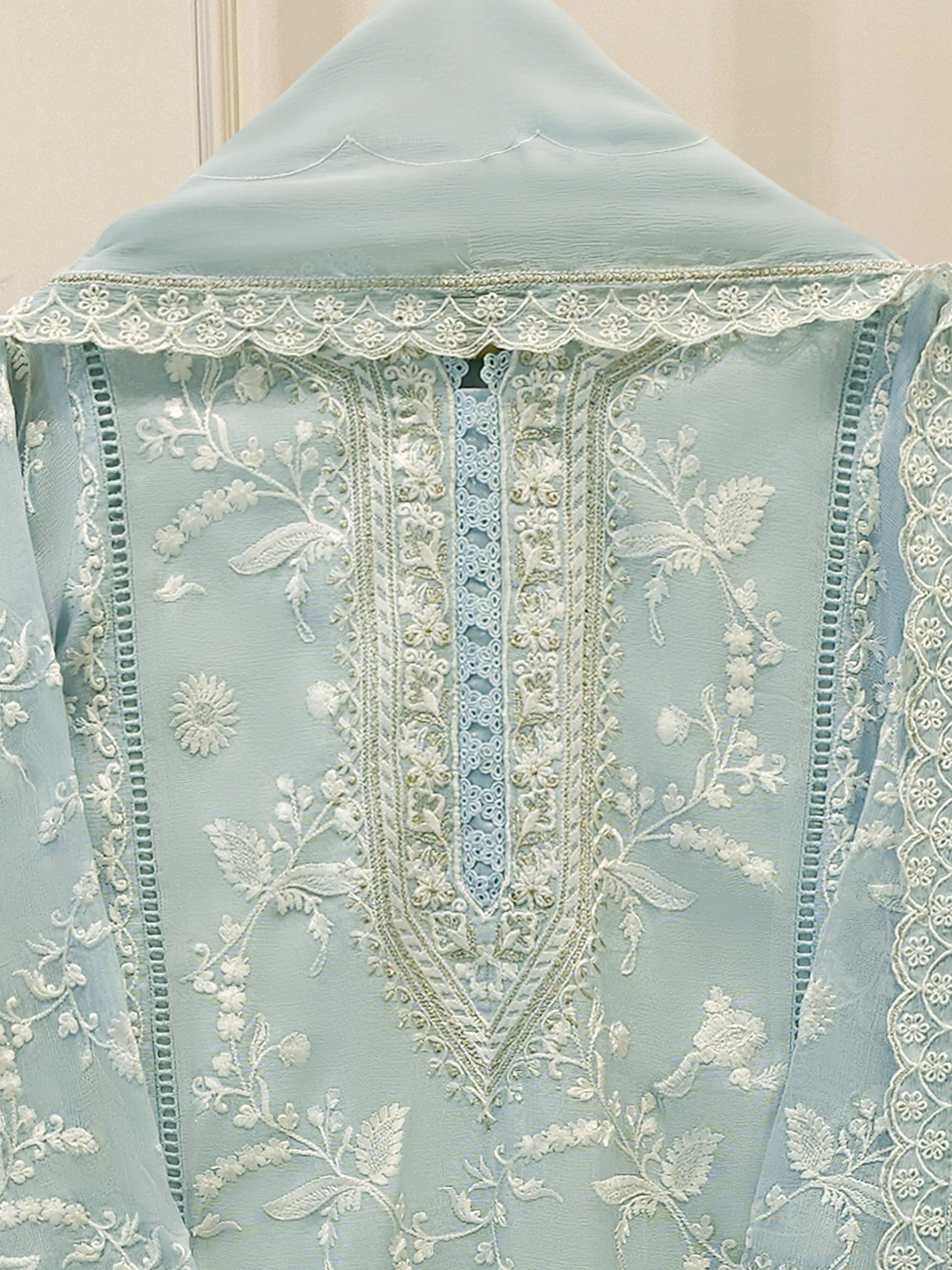 3 Piece - Pure Embroidered Cotton Net Suit S114322