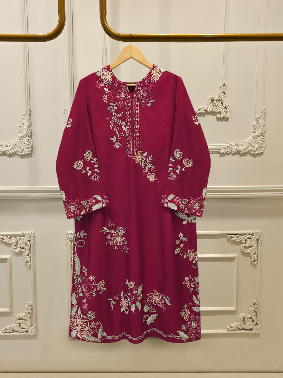 Pure Khaddi Silk Embroidered Shirt S113205