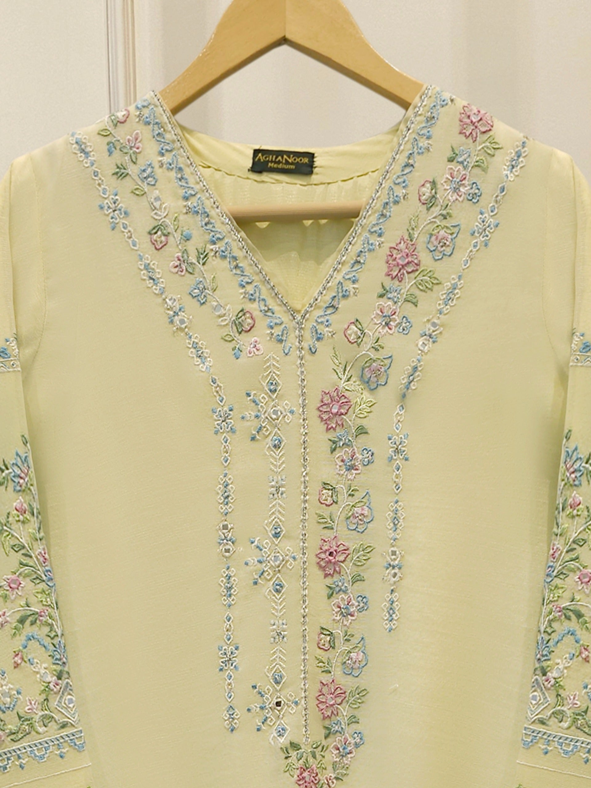 Pure Embroidered Cotton Net Shirt-S114979