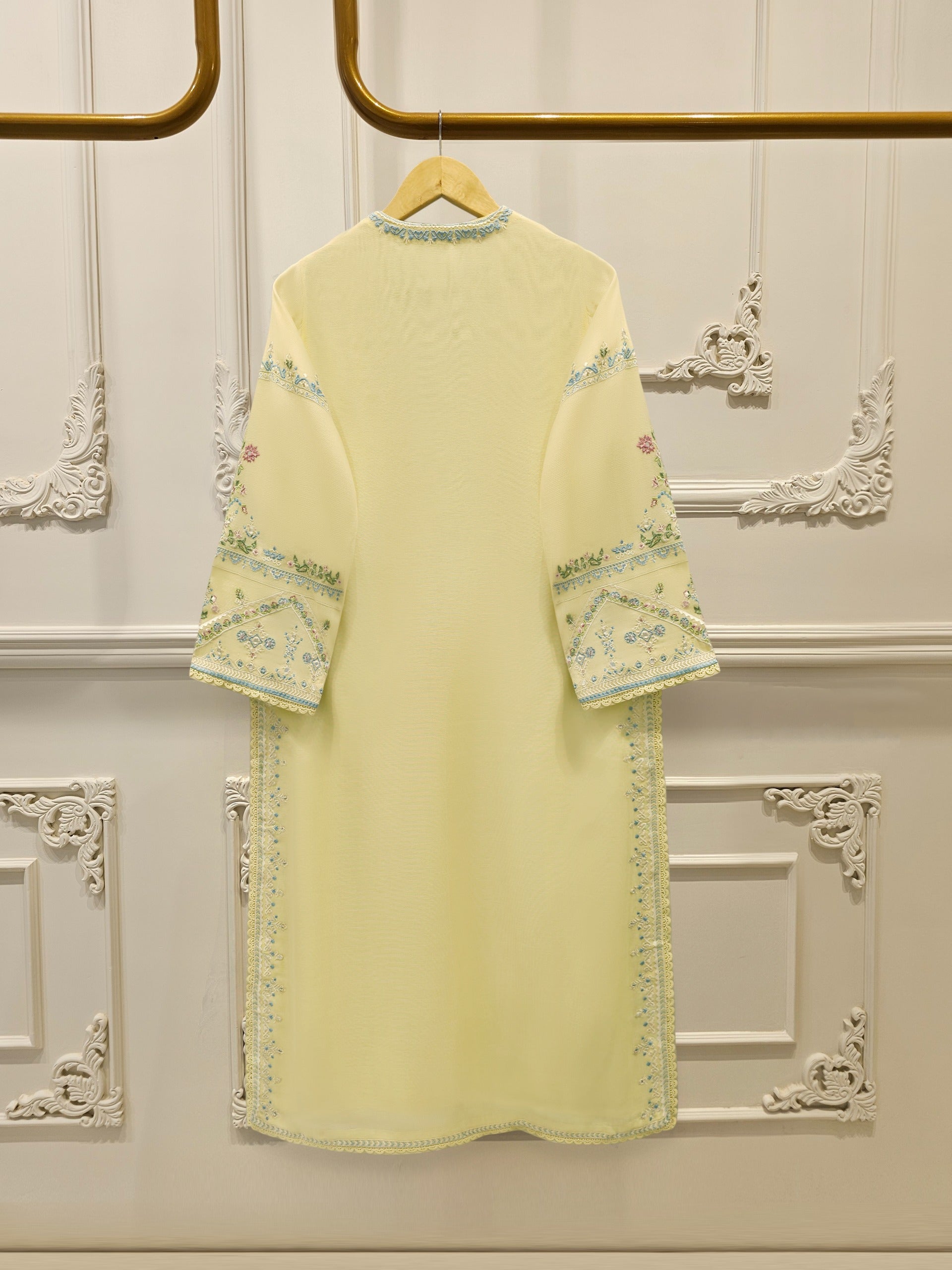 Pure Embroidered Cotton Net Shirt-S114979