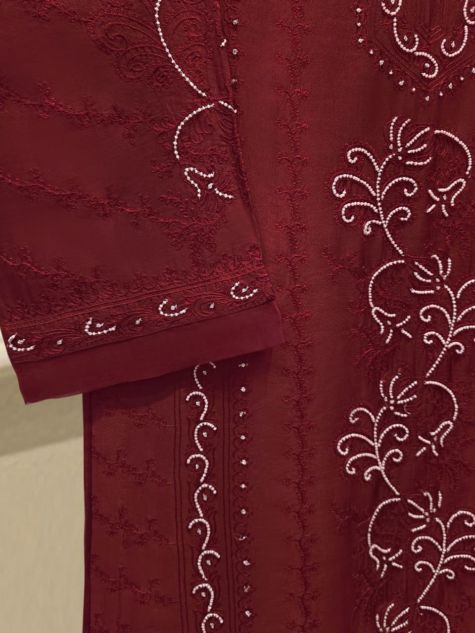 Pure Embroidered Sheesha Silk Shirt S115123