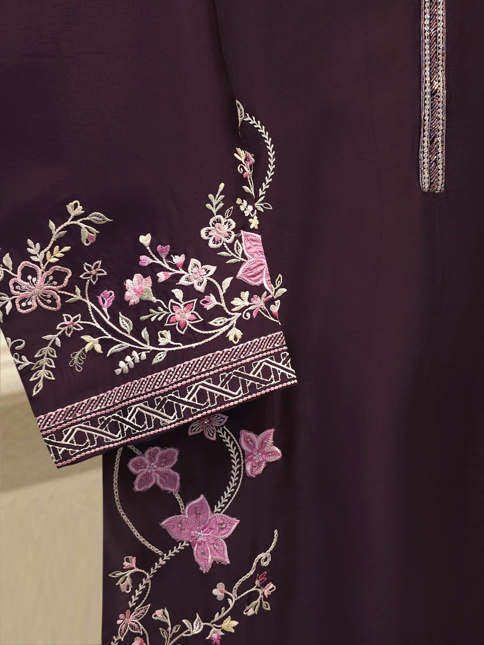 2 Piece- Pure Sheesha Silk Embroidered Suit S115119