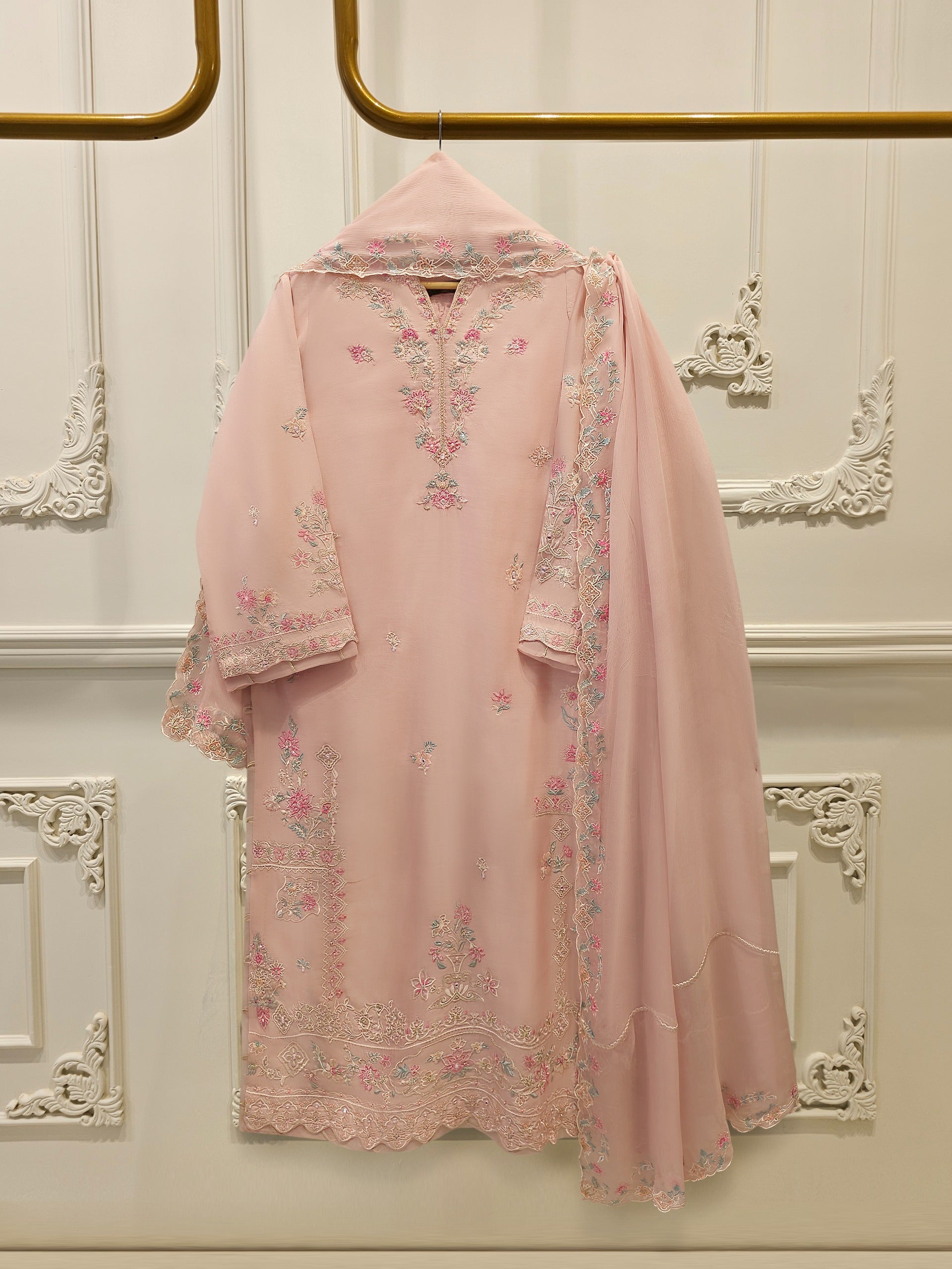 3 Piece - Pure Khaddi Silk Embroidered Suit S115255