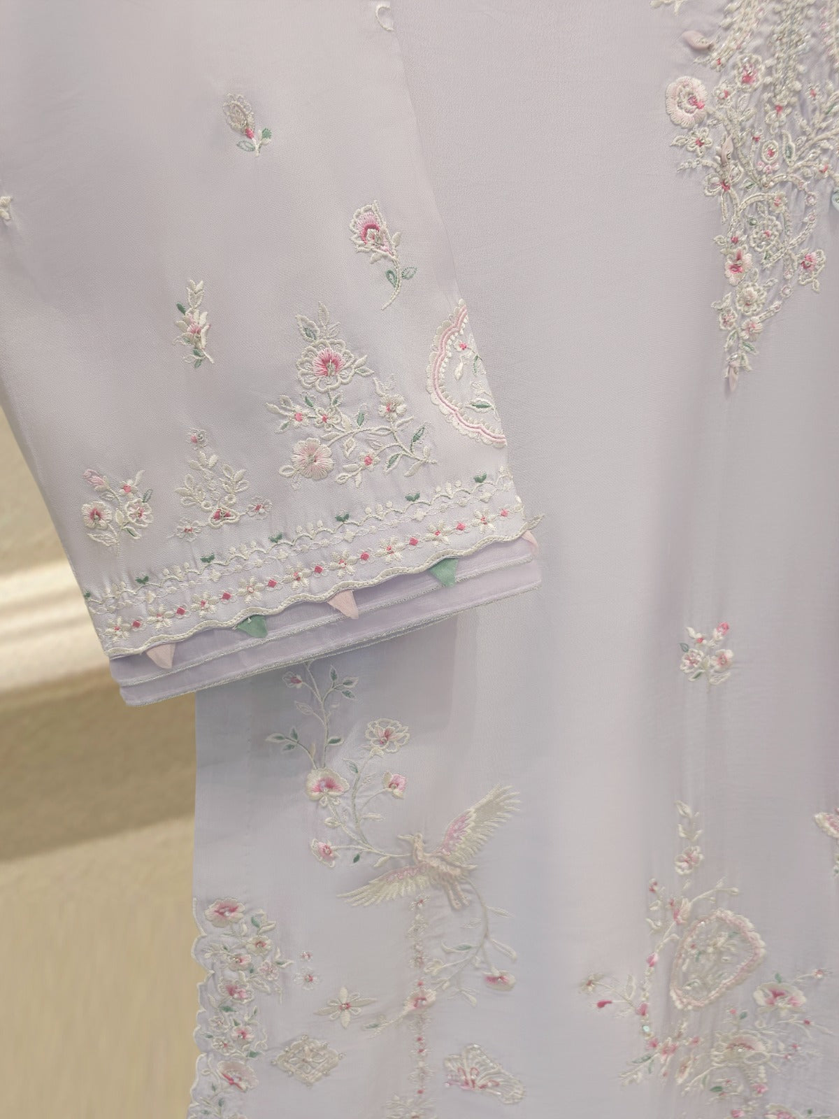 3 Piece- Pure Sheesha Silk Embroidered Suit S115308