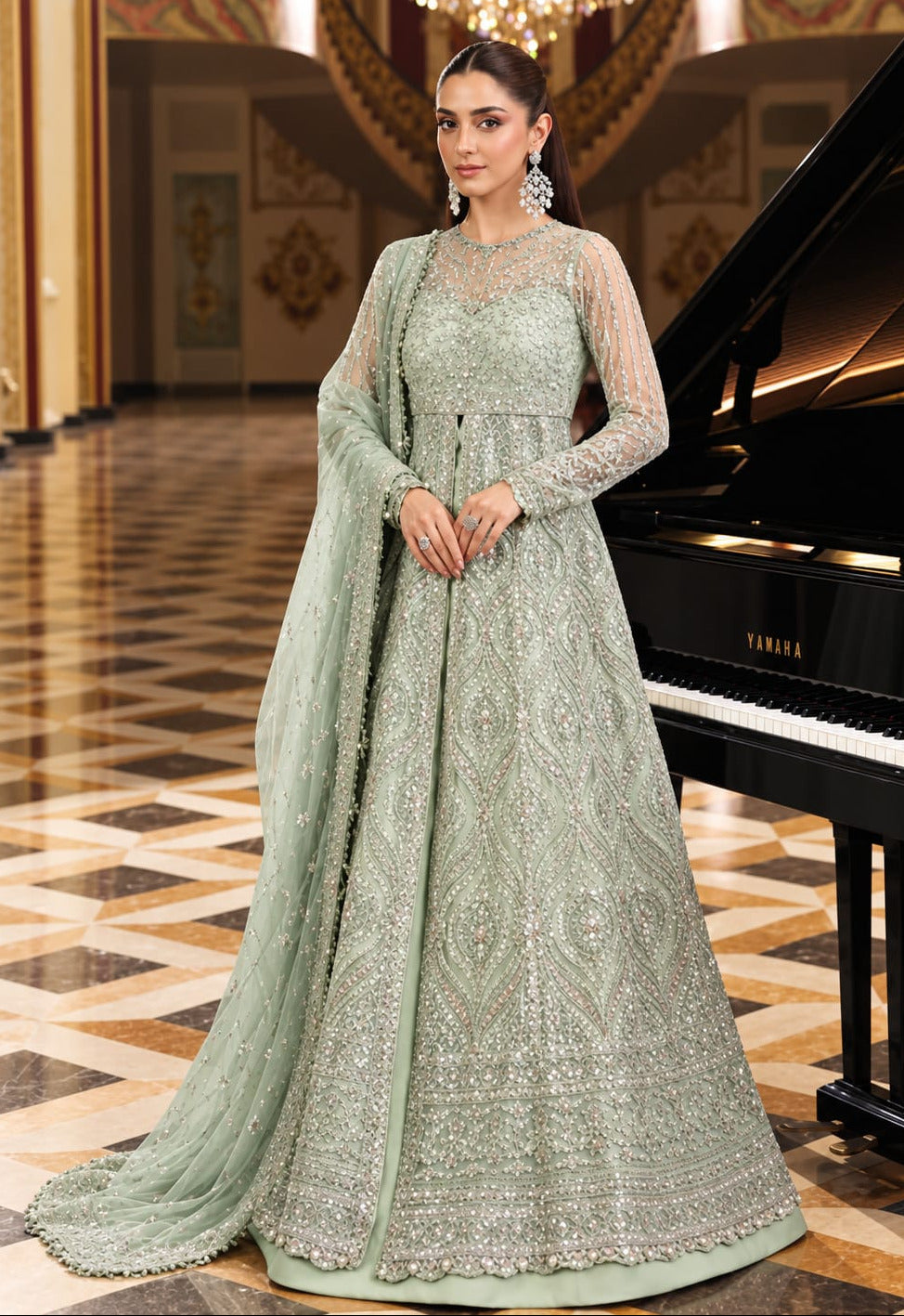 Elaf ESH-10 DIANA Luxury Net Embroidered 3Pc Unstitched Suit PA-194