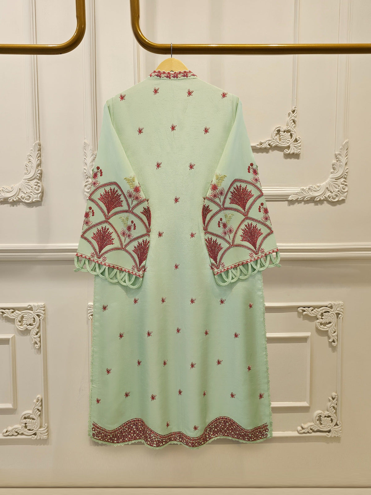 3 Piece- Pure Korean Silk Embroidered Suit S115570