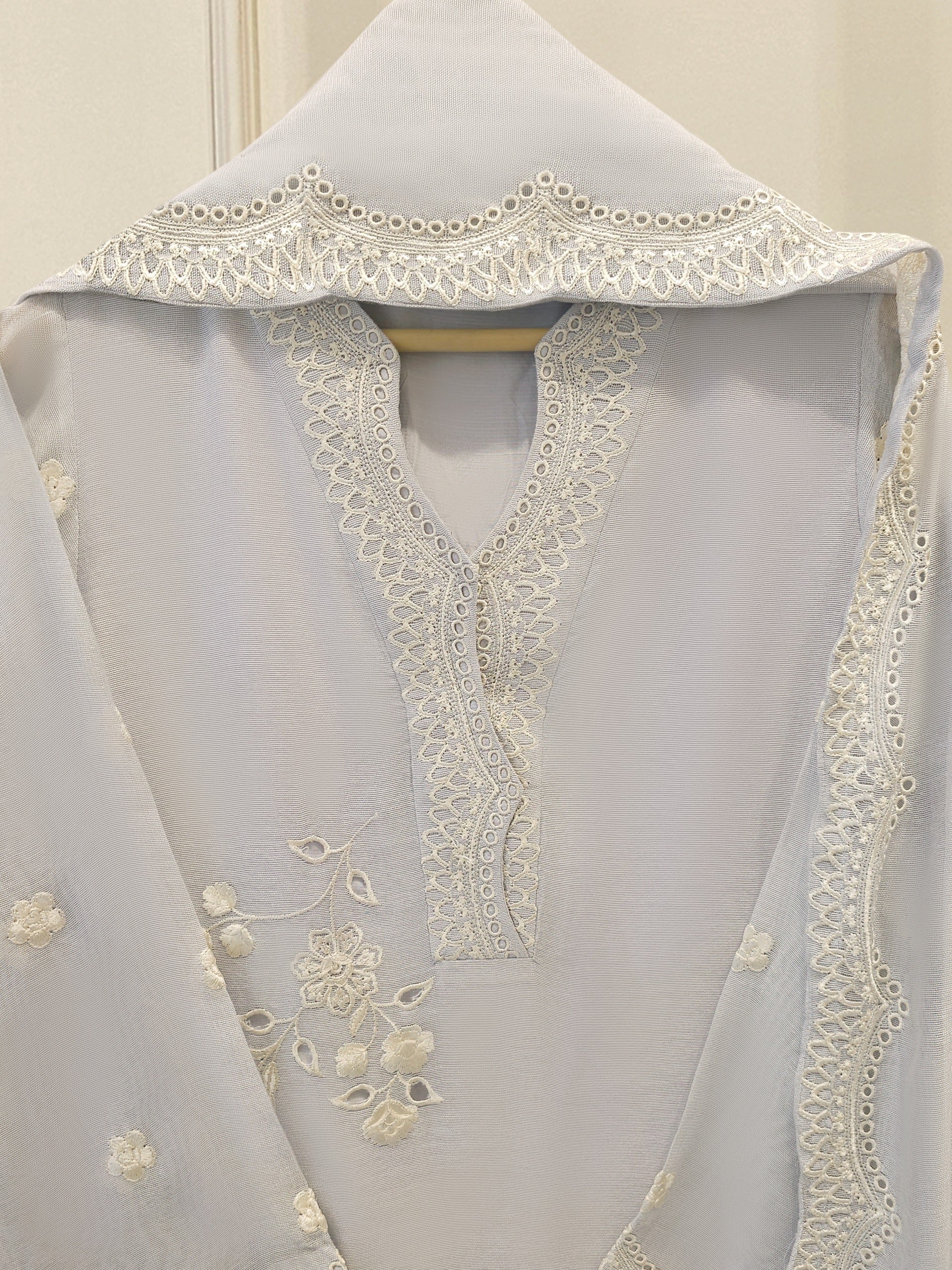 3 Piece - Pure Embroidered Cotton Net Suit S112081