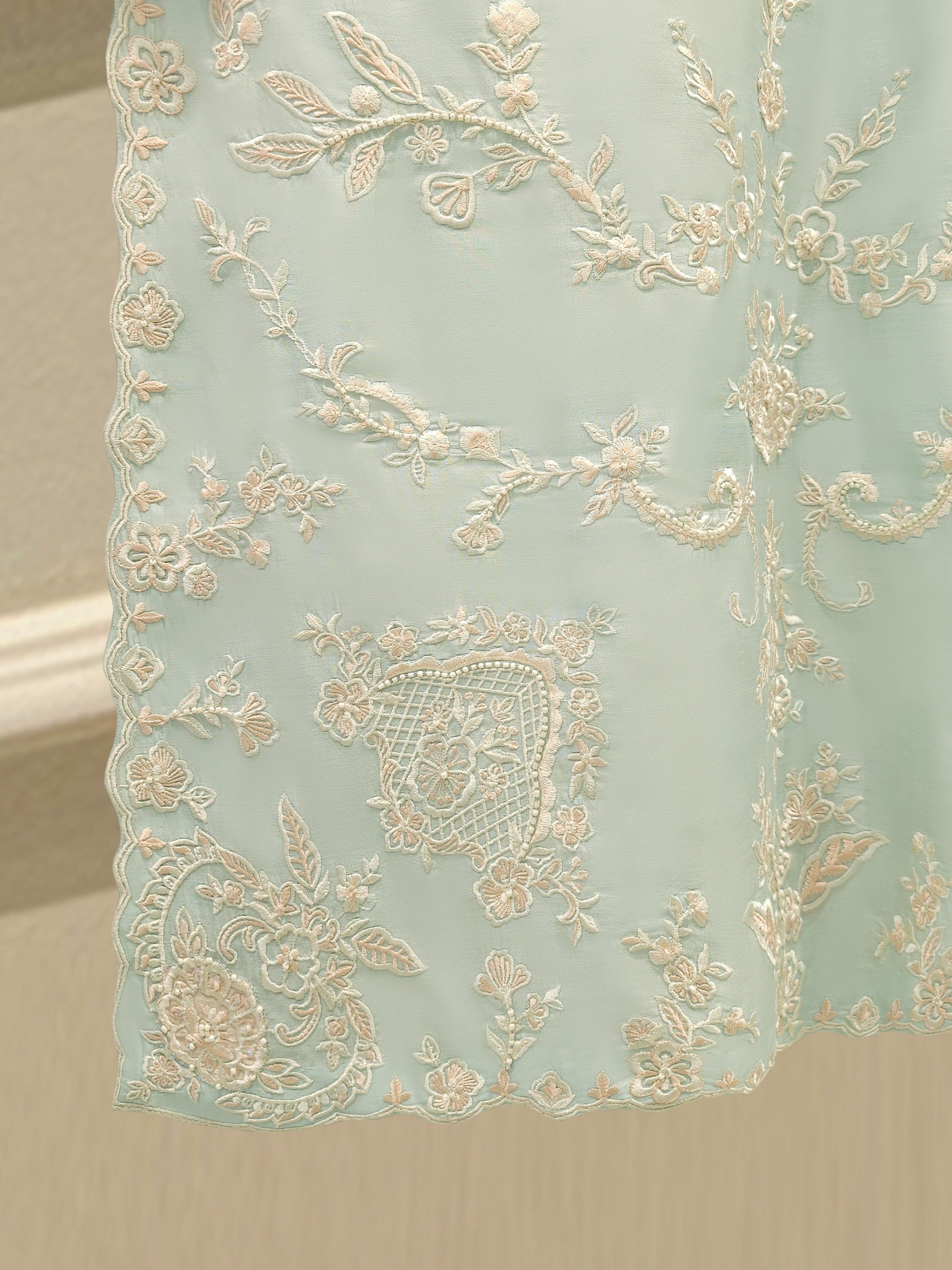 3 Piece- Pure Khadi Silk Embroidered Suit S112074