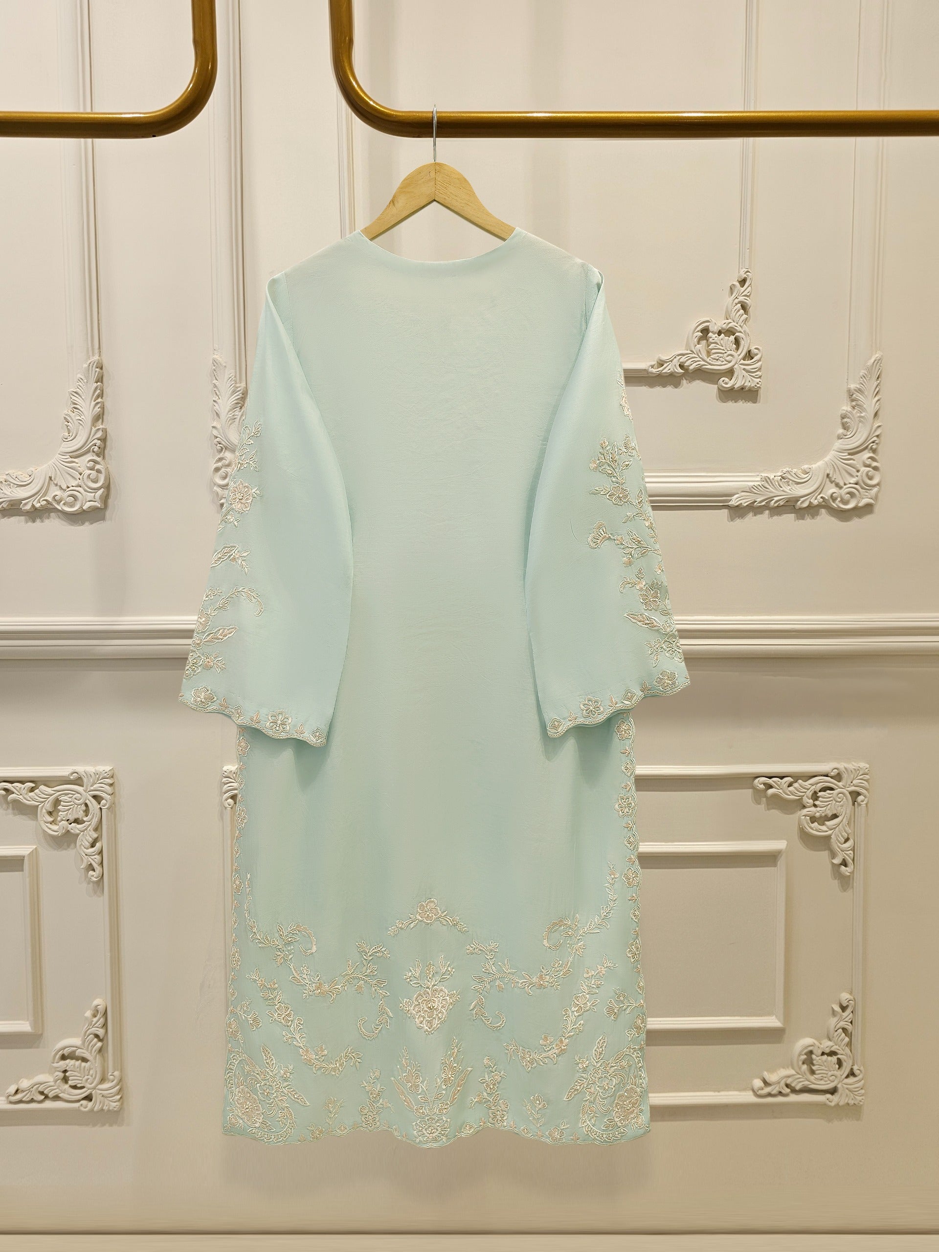 3 Piece- Pure Khadi Silk Embroidered Suit S112074