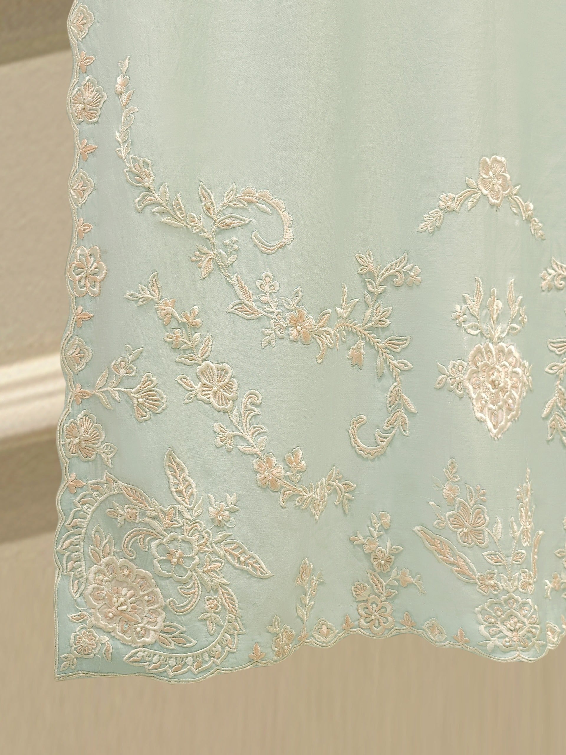 3 Piece- Pure Khadi Silk Embroidered Suit S112074