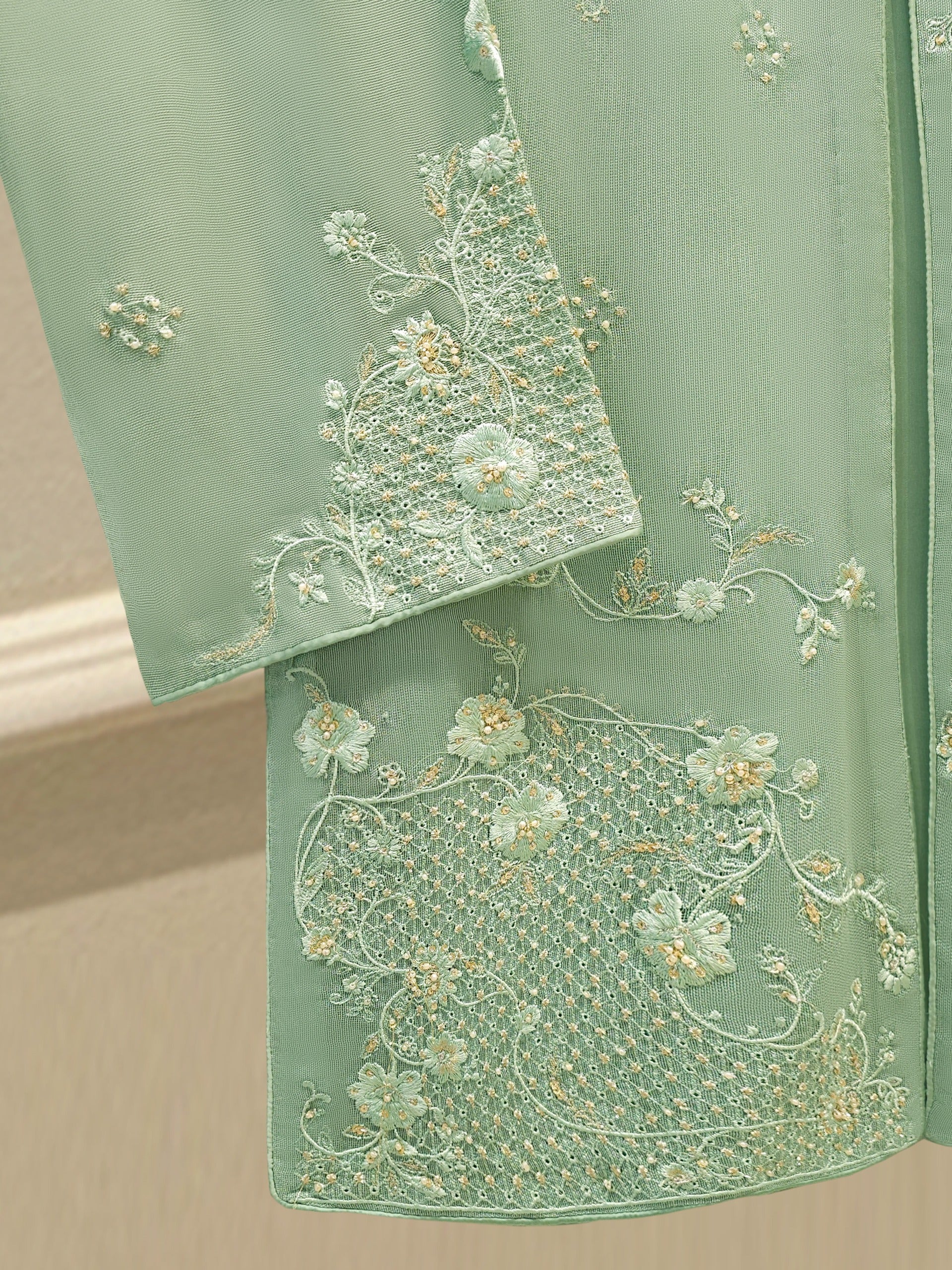 2 Piece - Pure Embroidered Cotton Net Suit S112199