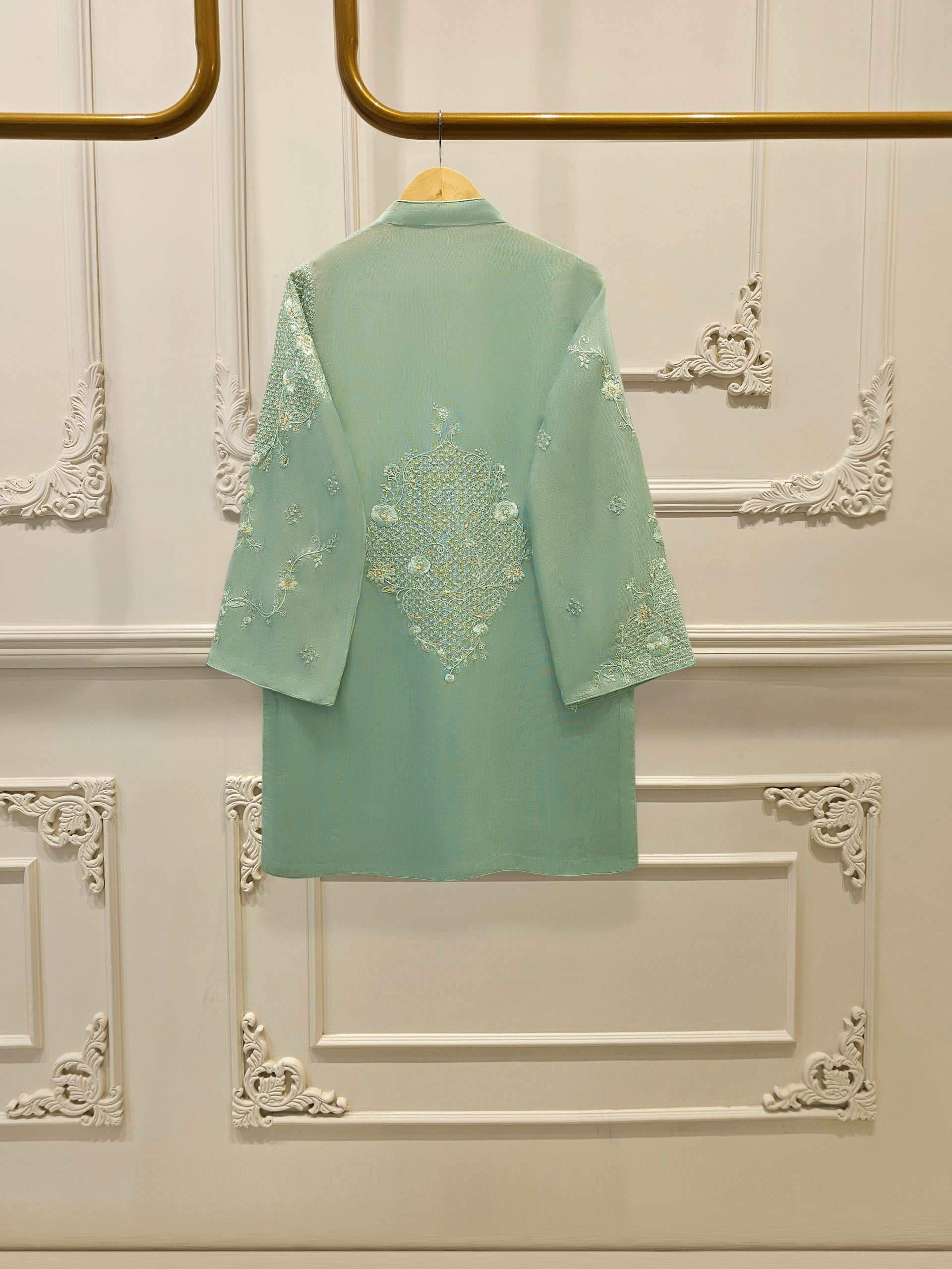 2 Piece - Pure Embroidered Cotton Net Suit S112199