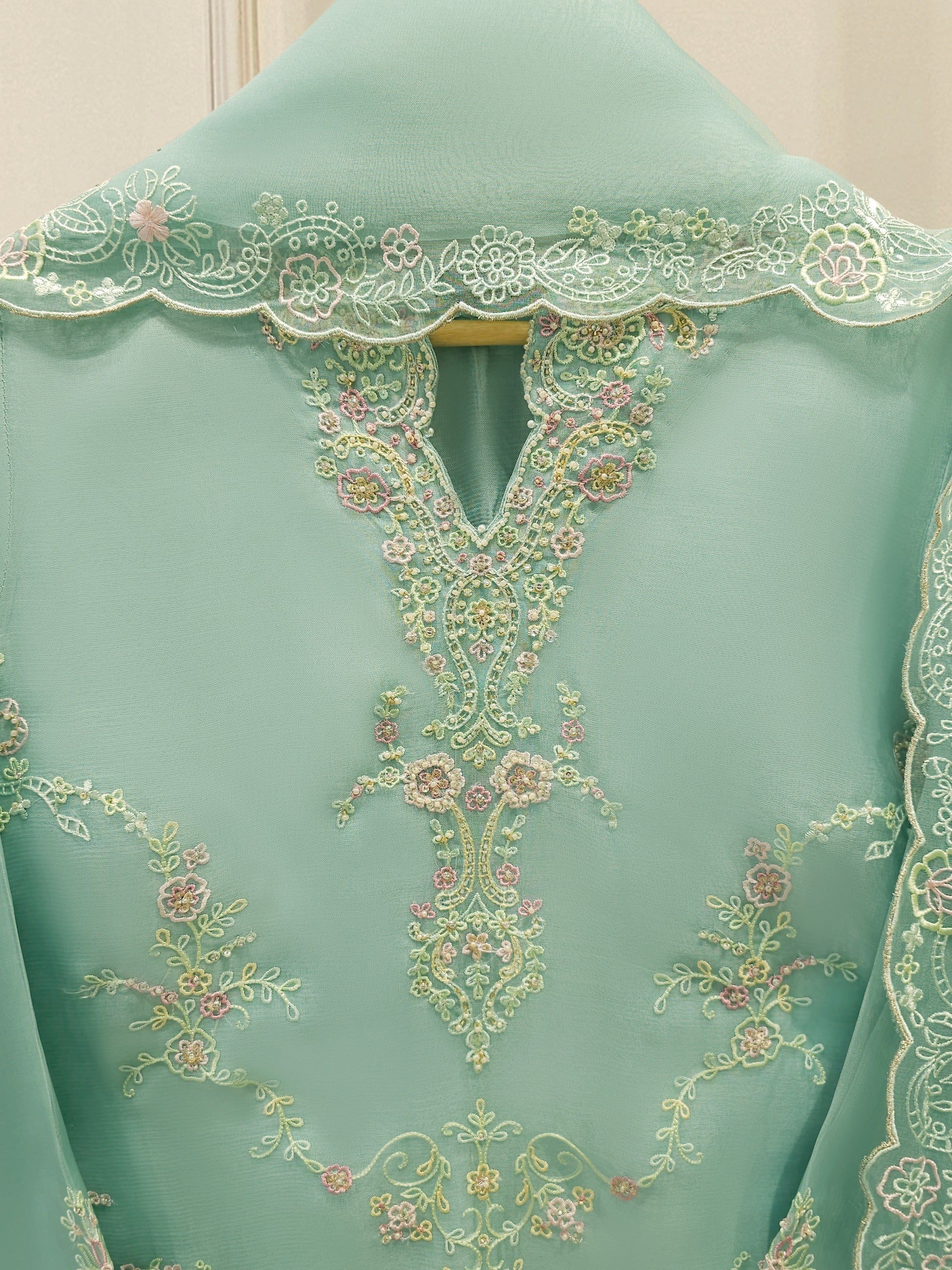 3 Piece - Pure Embroidered Organza Suit S112183