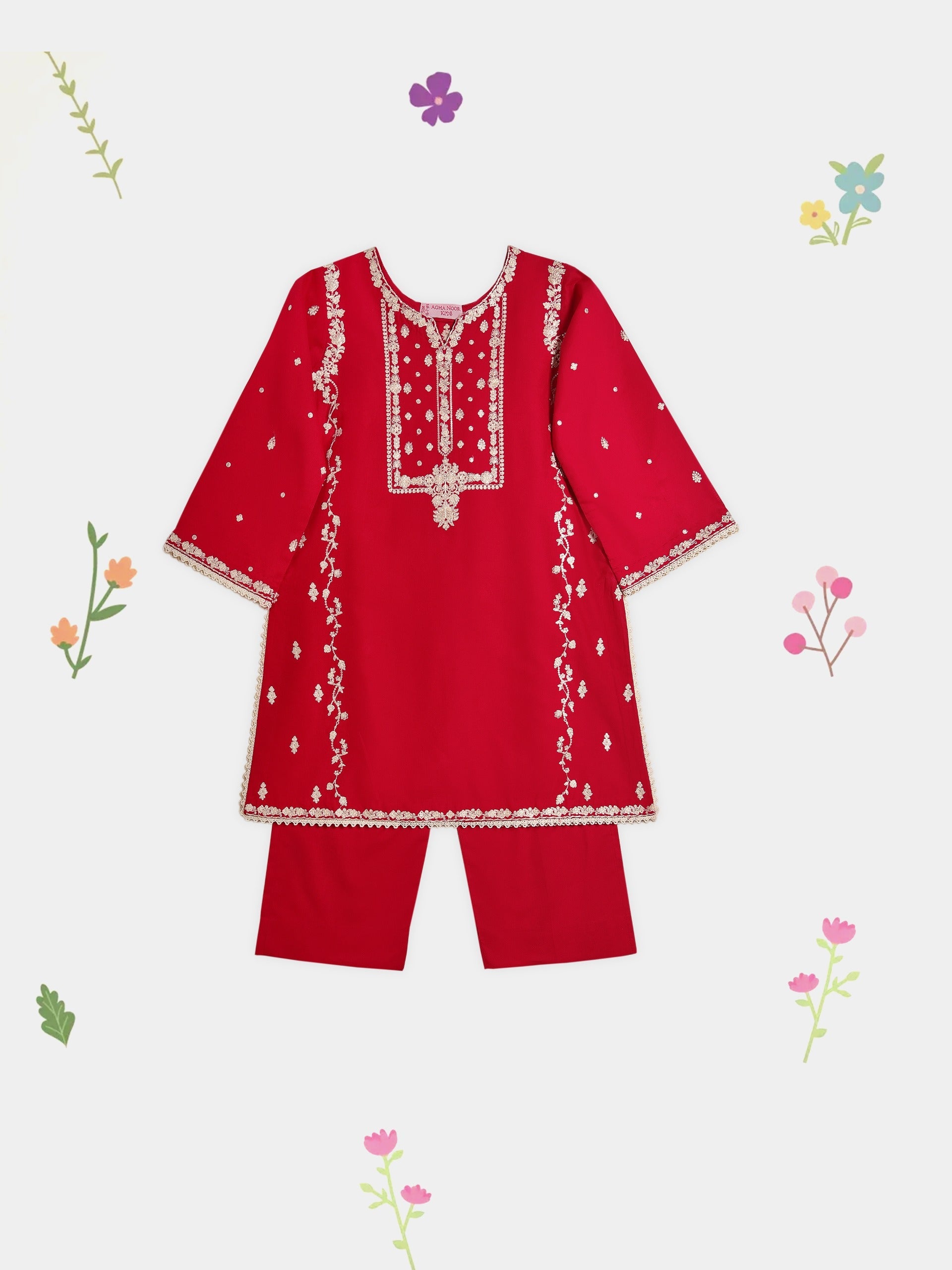 (Kids) 2 Piece - Embroidered Lawn Suit FKD-087