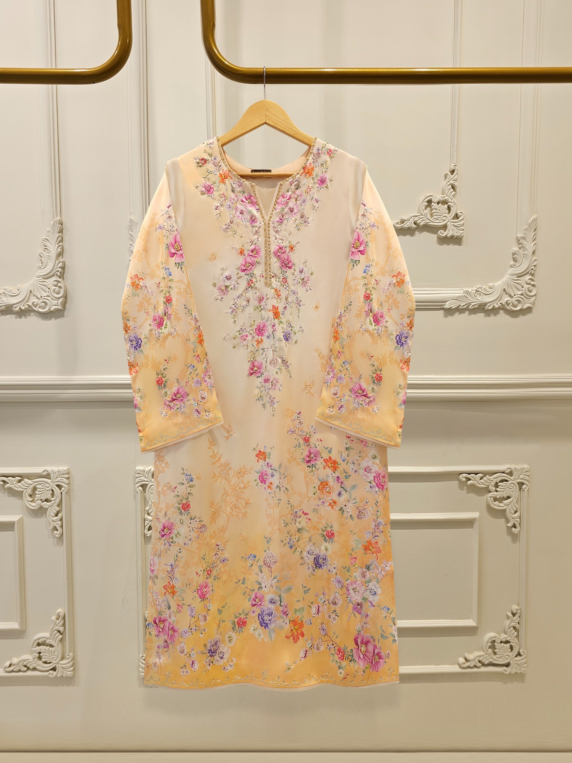 2 Piece - Pure Embroidered Charmeuse Silk Suit S112231