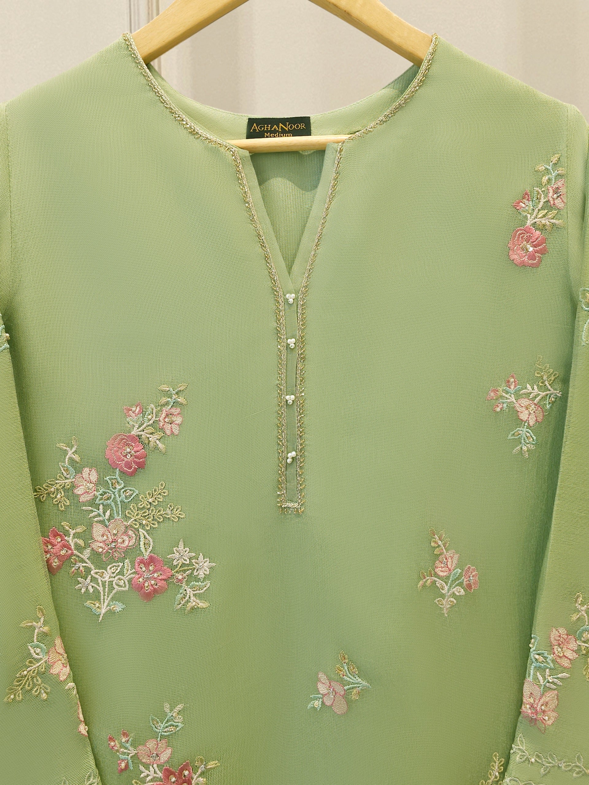 2 Piece - Pure Embroidered Cotton Net Suit S112374