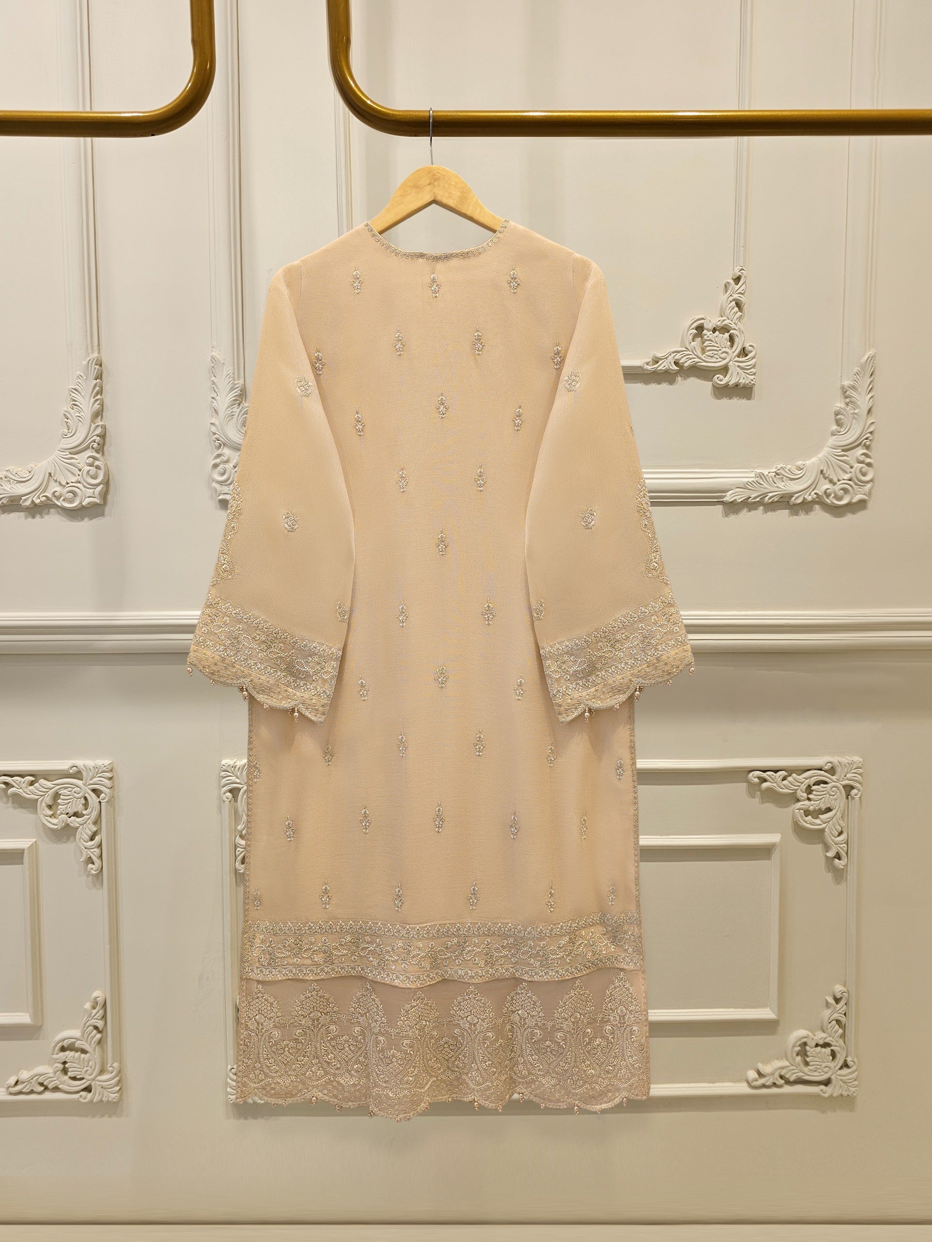 3 Piece - Pure Embroidered Cotton Net Suit S112383