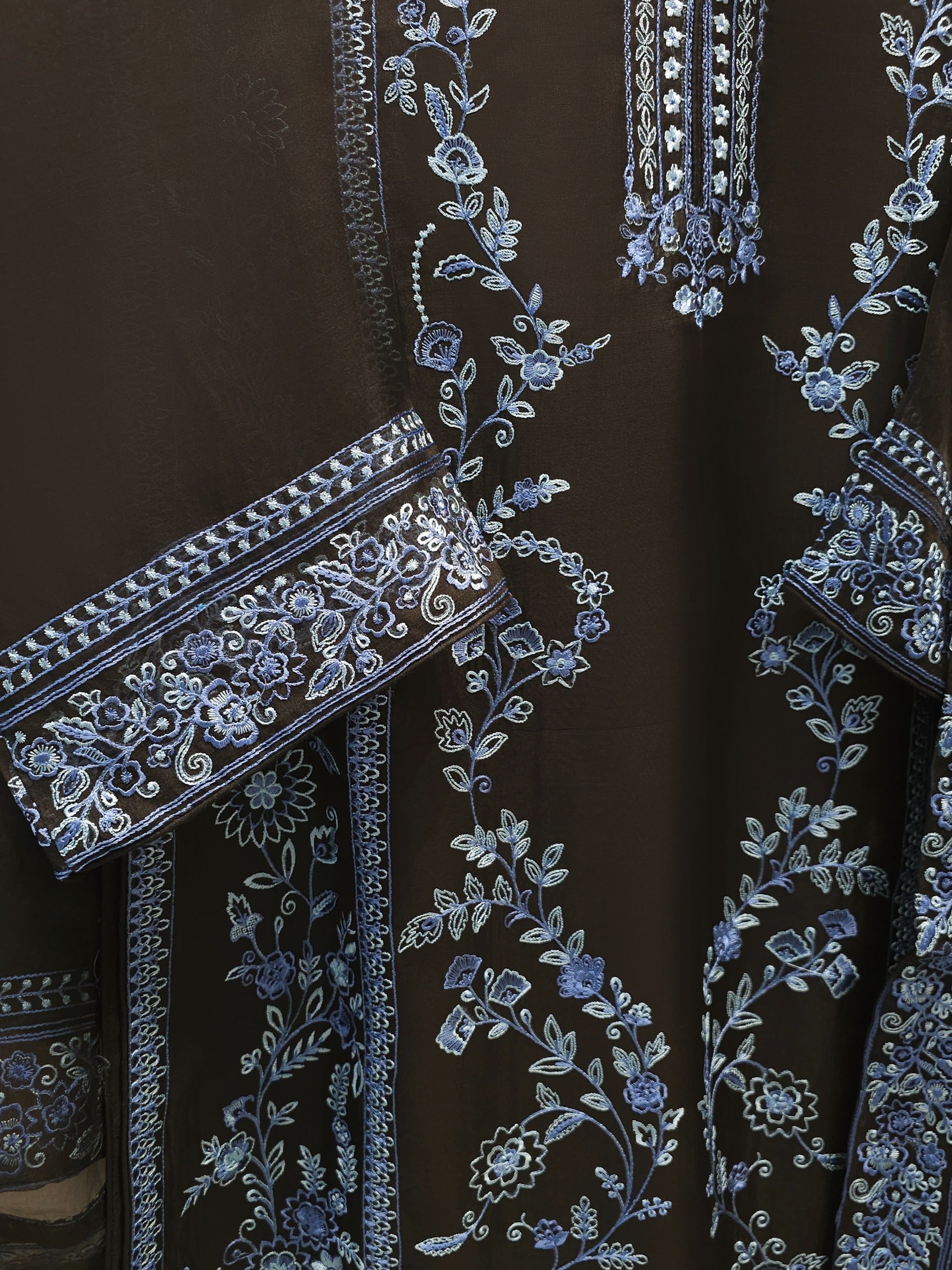 3 Piece - Pure Organza Embroidered Suit S112401