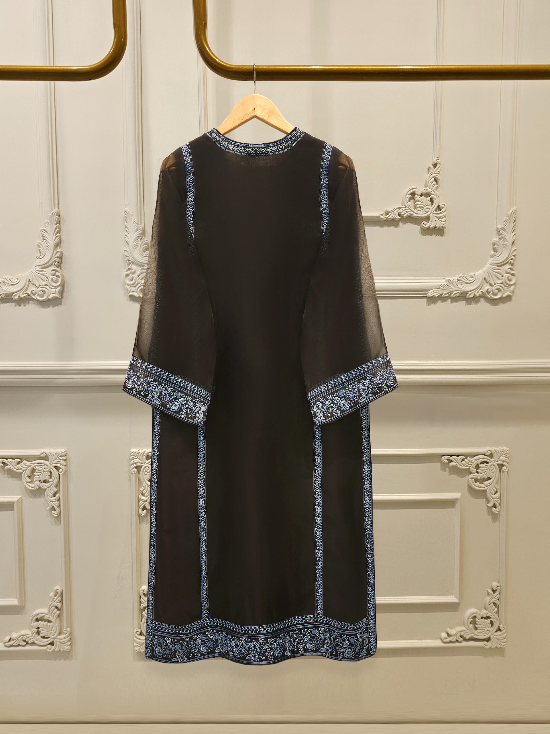 3 Piece - Pure Organza Embroidered Suit S112401