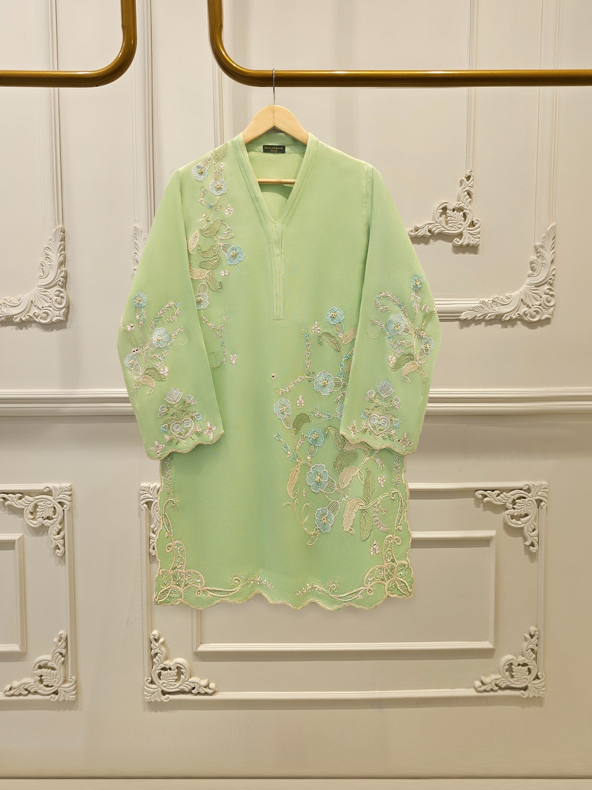 2 Piece - Pure Embroidered Cotton Net Suit S112420