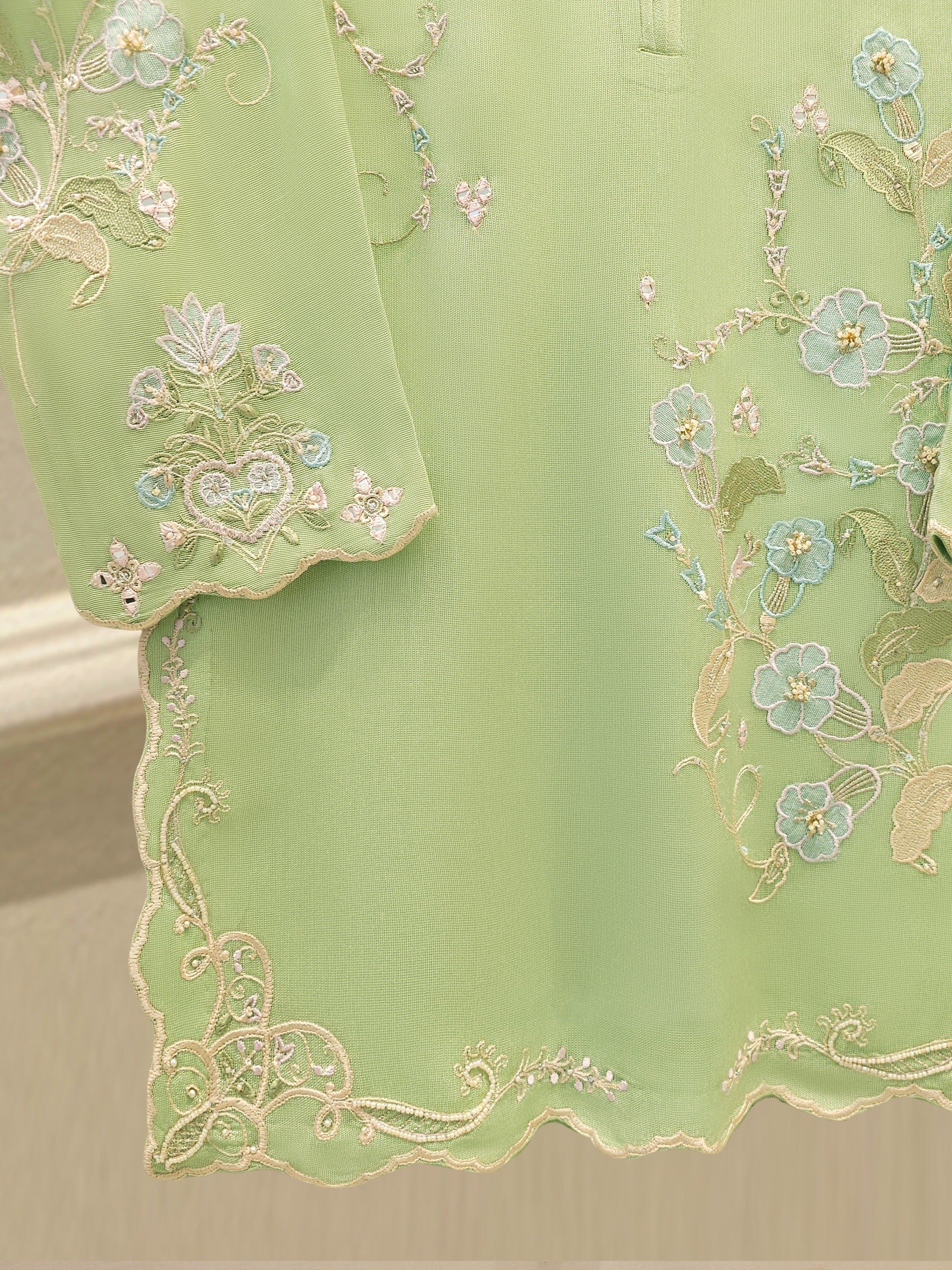 2 Piece - Pure Embroidered Cotton Net Suit S112420