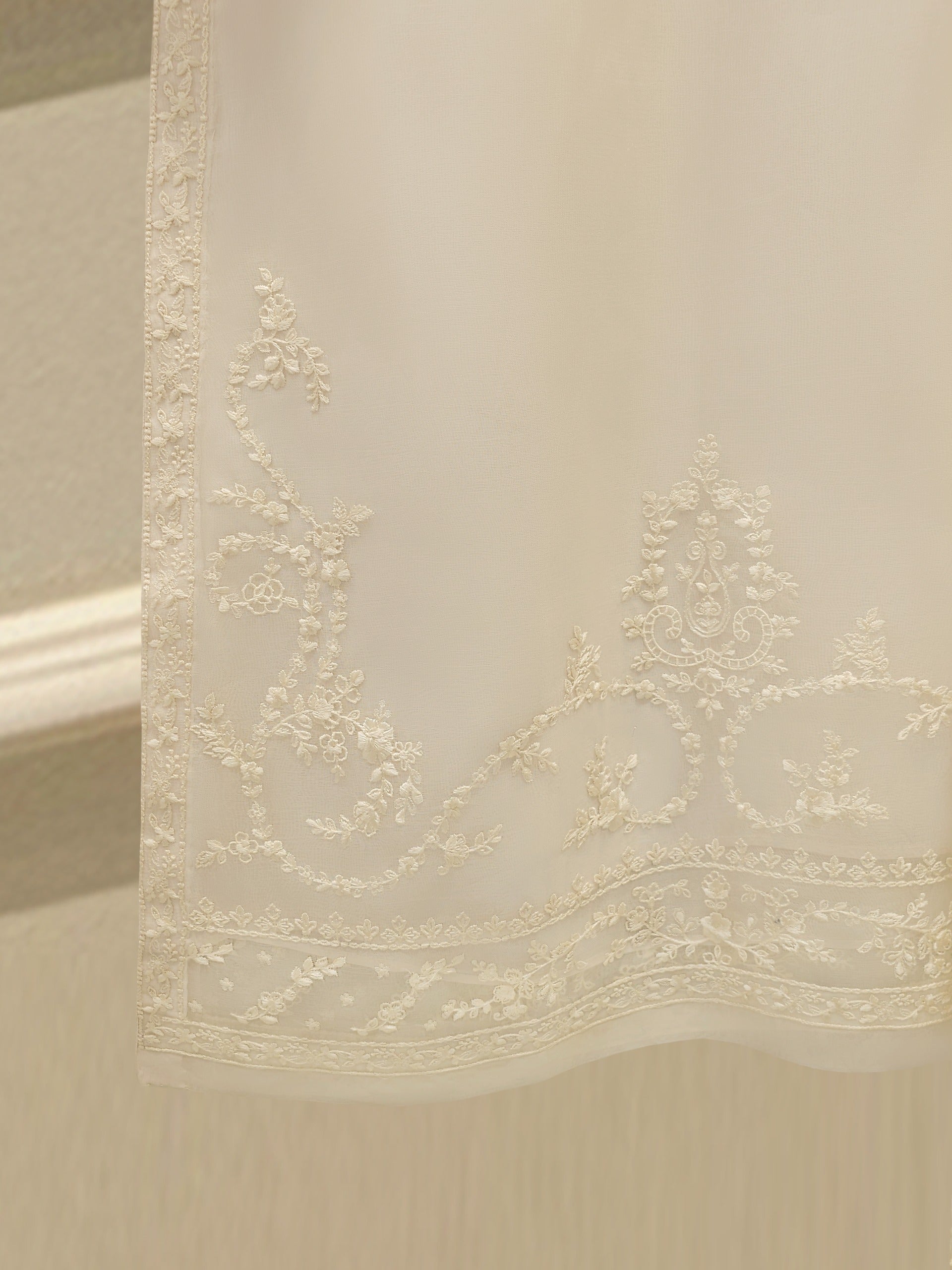 3 Piece - Pure Organza Embroidered Suit S112487