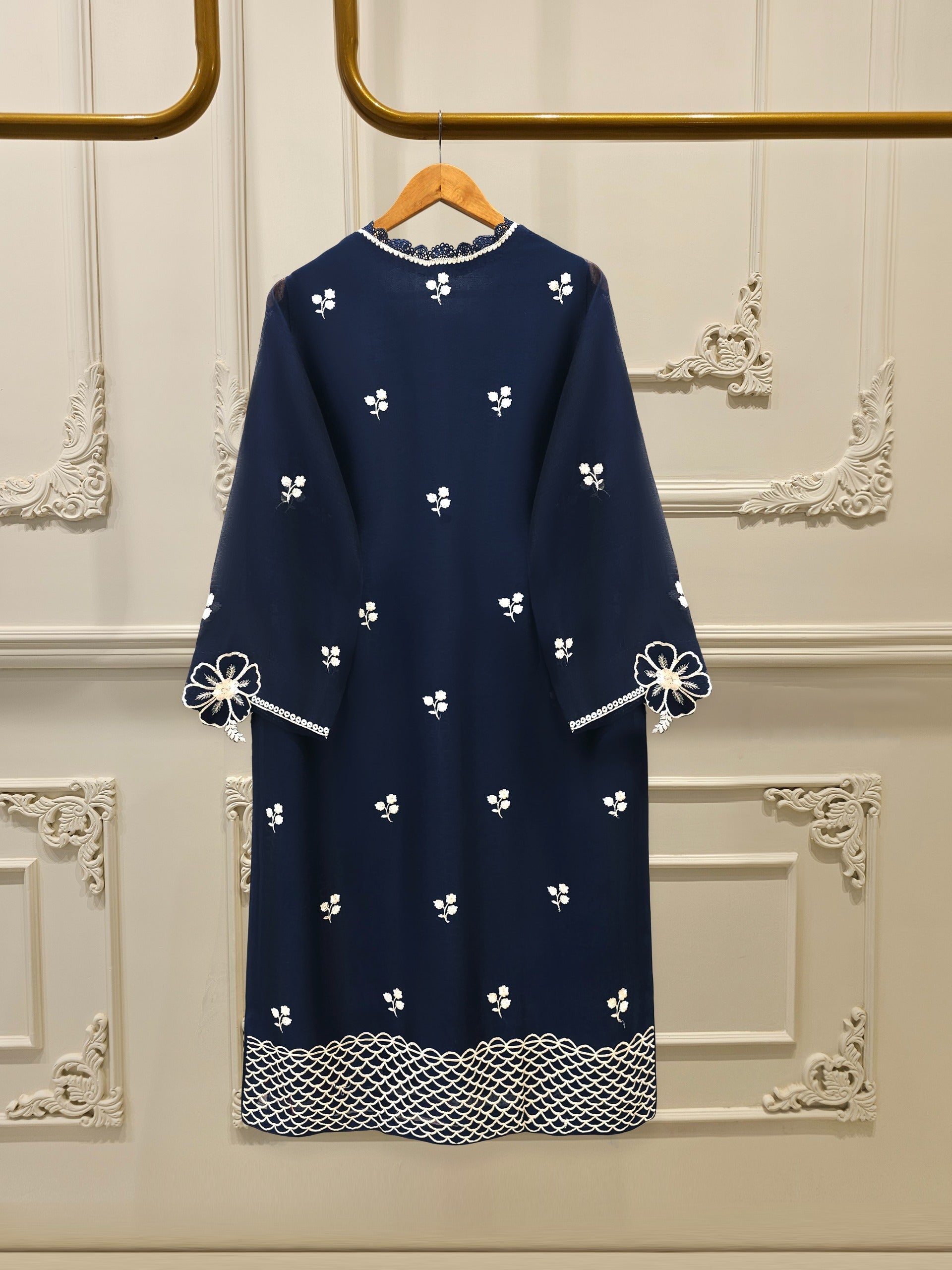 3 Piece - Pure Embroidered Cotton Net Suit S112496