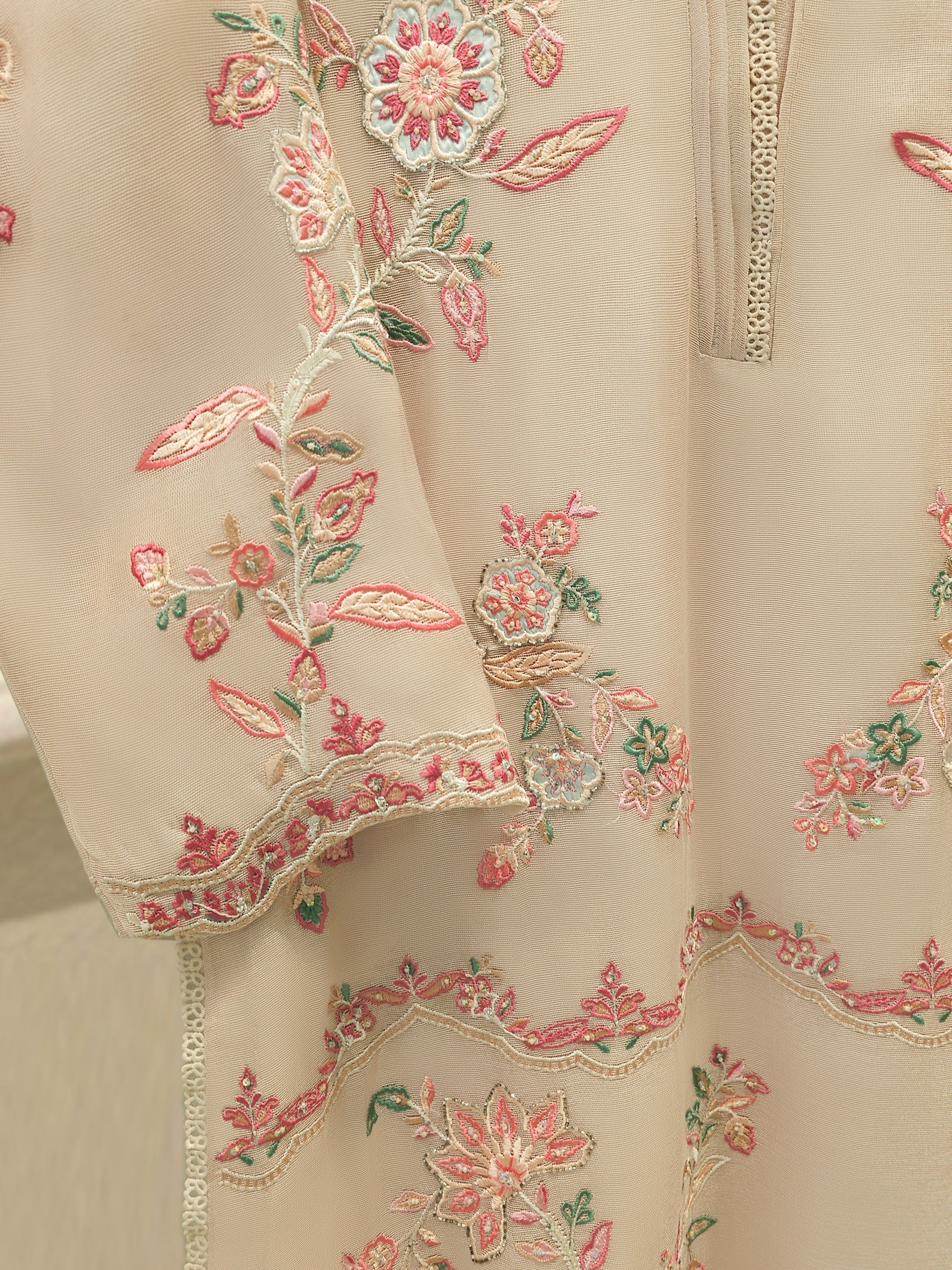 2 Piece - Pure Embroidered Cotton Net Suit S112497