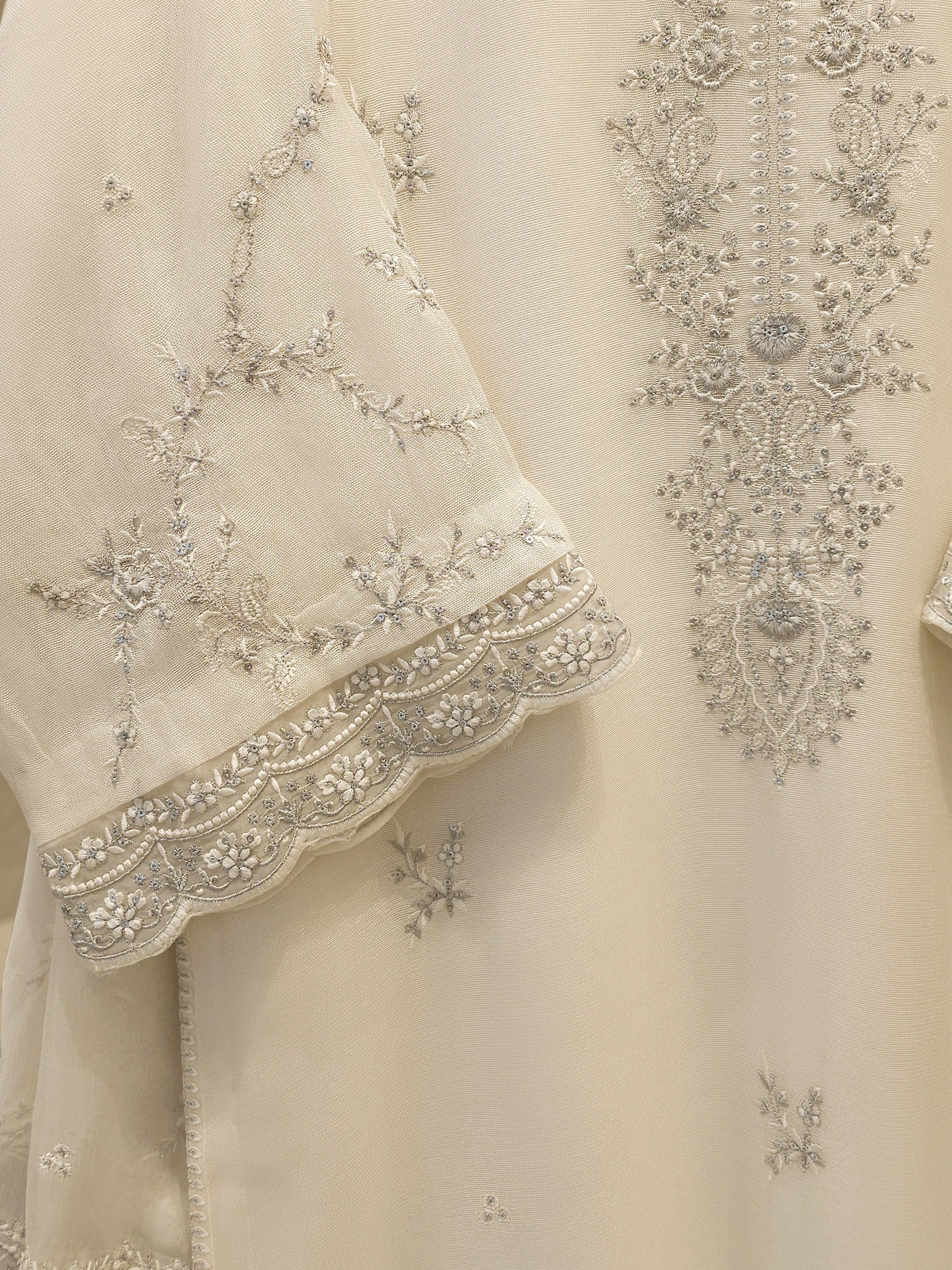 3 Piece - Pure Embroidered Cotton Net Suit S112510