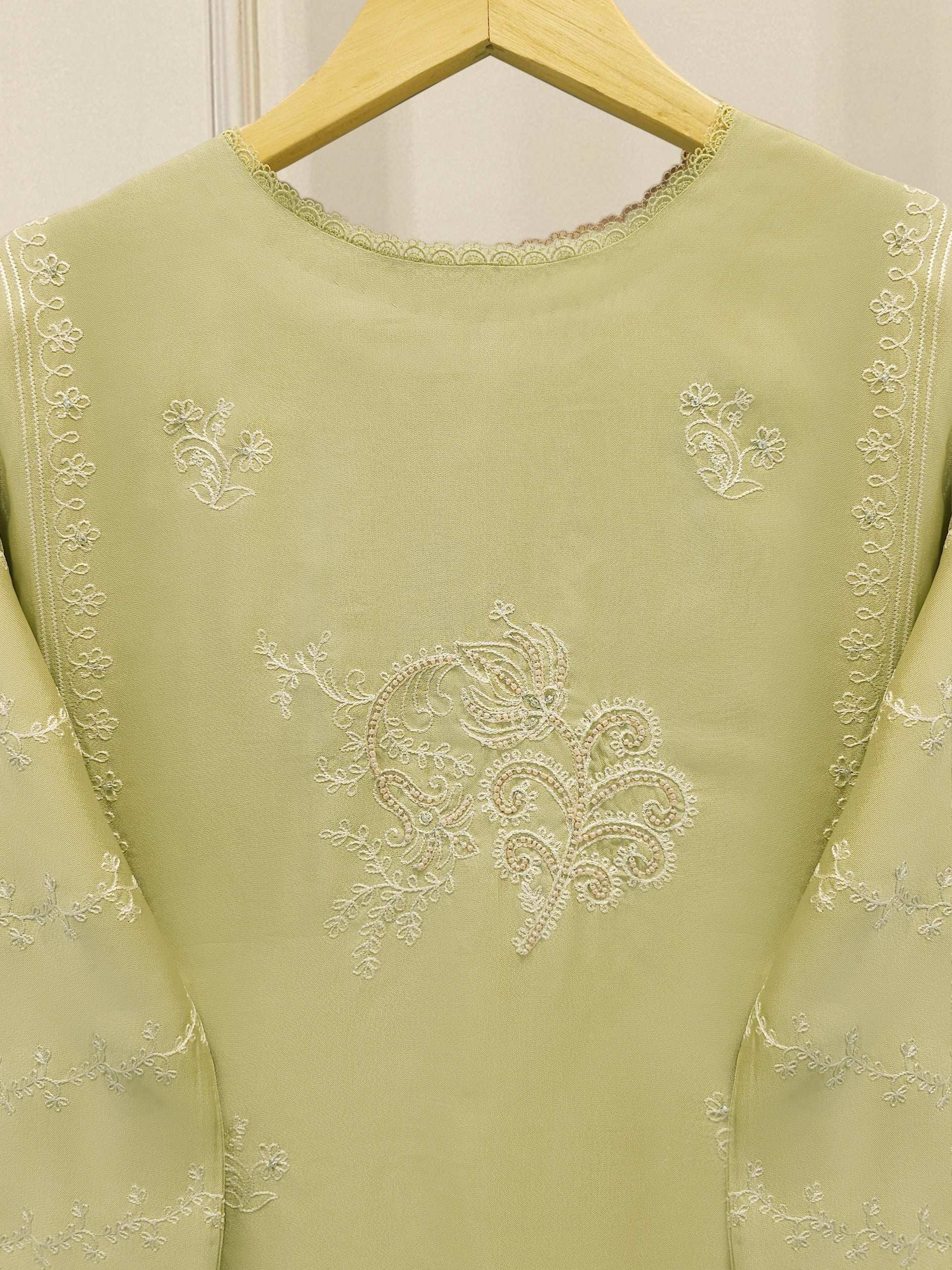 3 Piece- Pure Embroidered Sheesha Silk Suit S112570