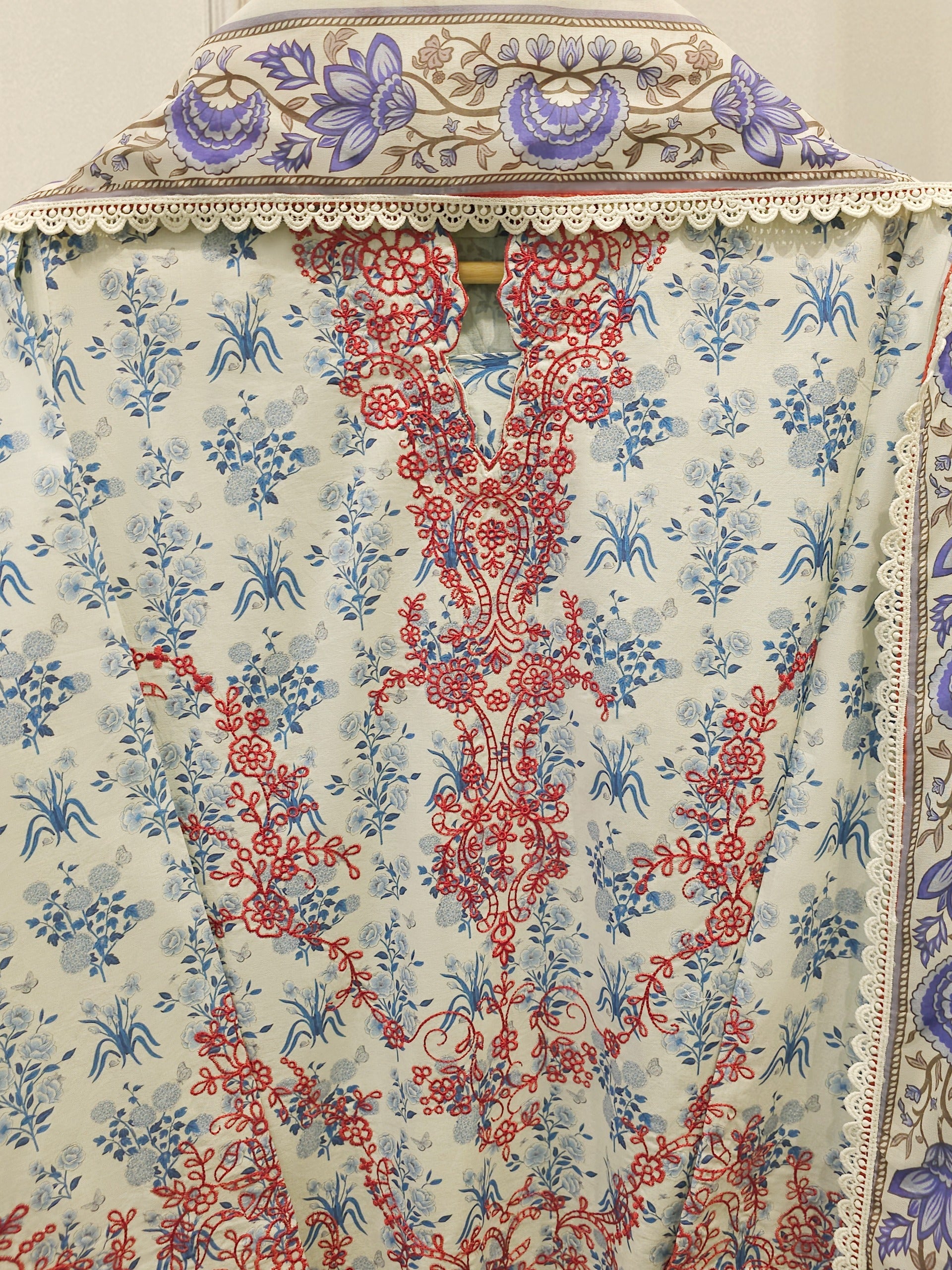 3 Piece - Embroidered Cambric Suit S112638