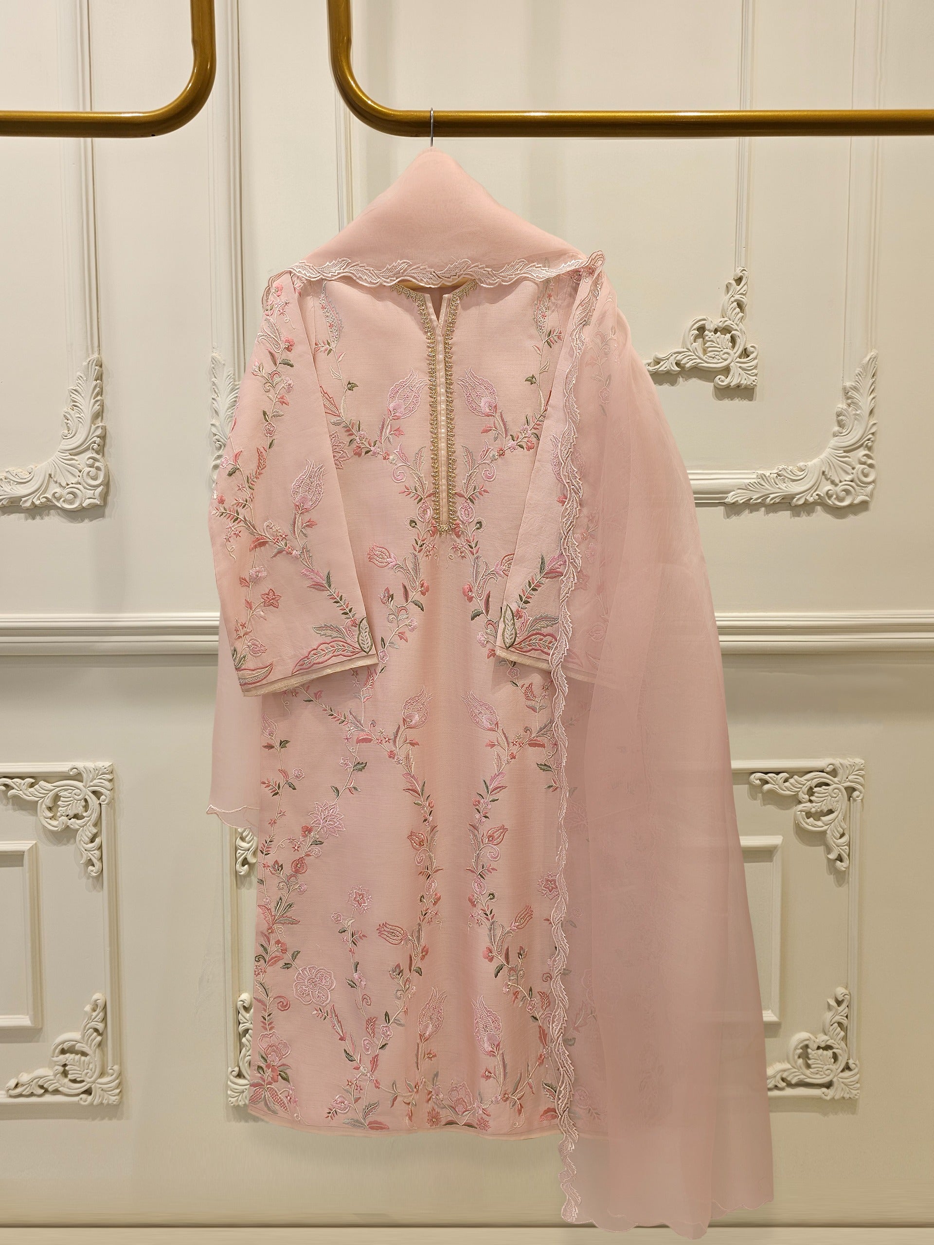 3 Piece- Pure Khaddi Silk Embroidered Suit S112678