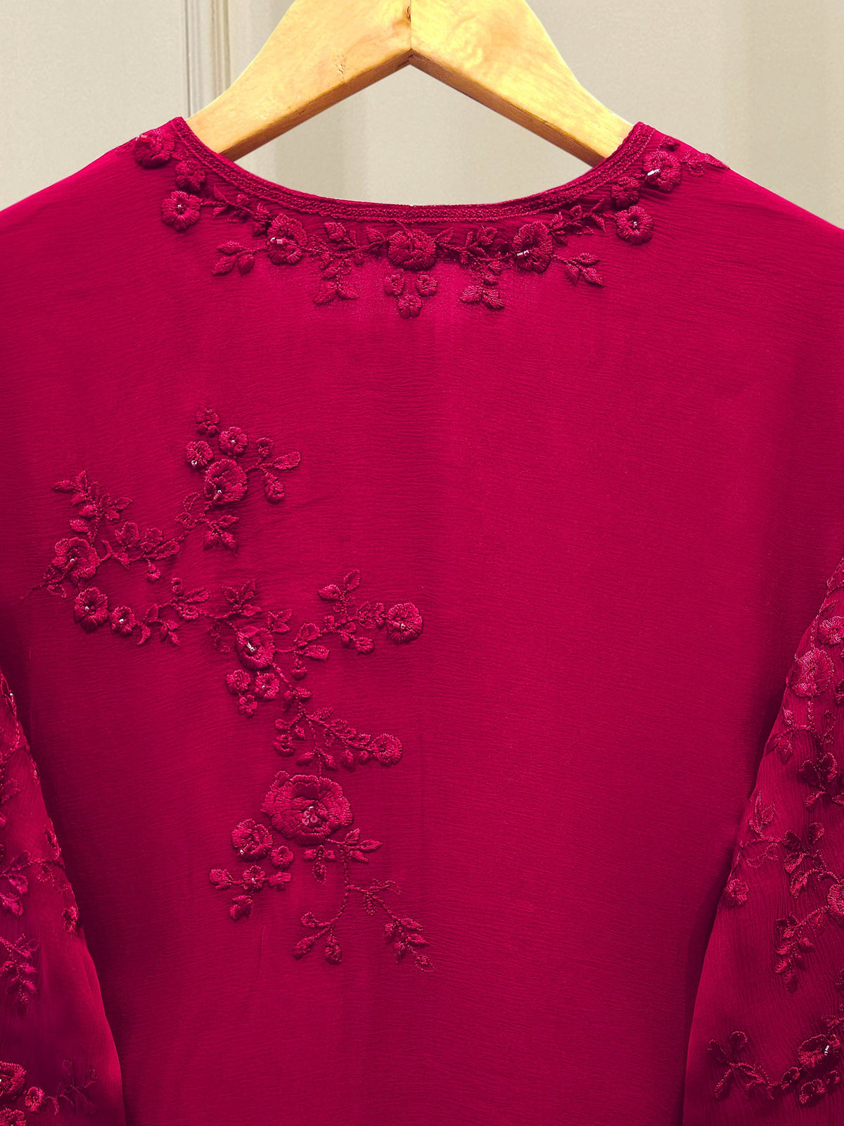 3 Piece - Pure Chiffon Embroidered Suit S112682