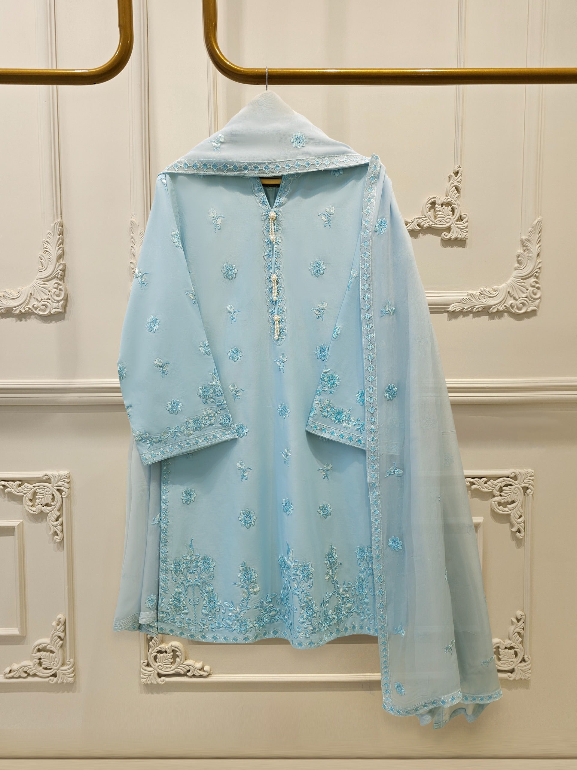 3 Piece - Embroidered Cambric Suit S112684