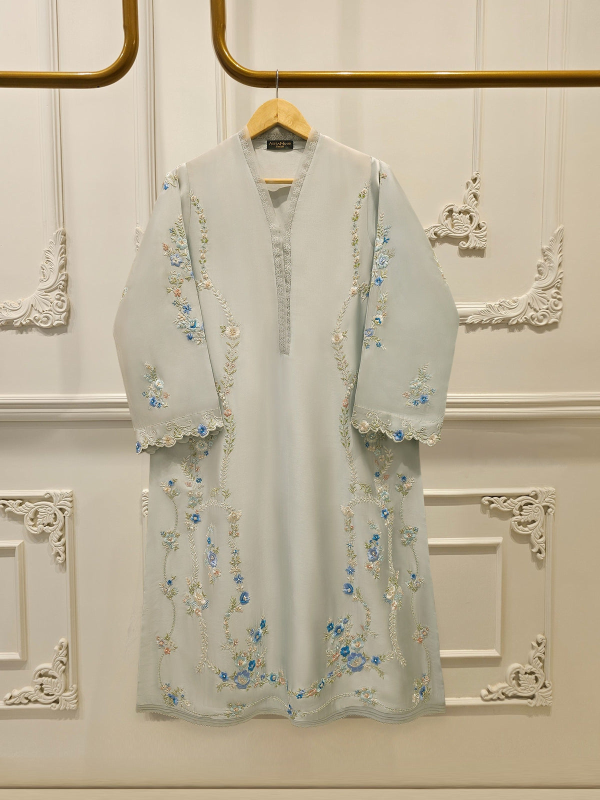 Pure Embroidered Sheesha Silk Shirt S112890