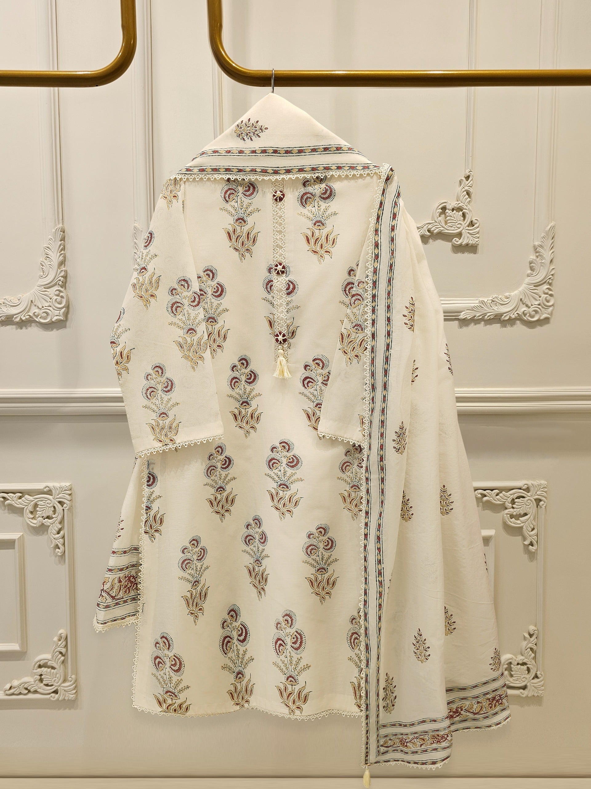 3 Piece - Hand Block Printed Kora Cotton Suit S112922