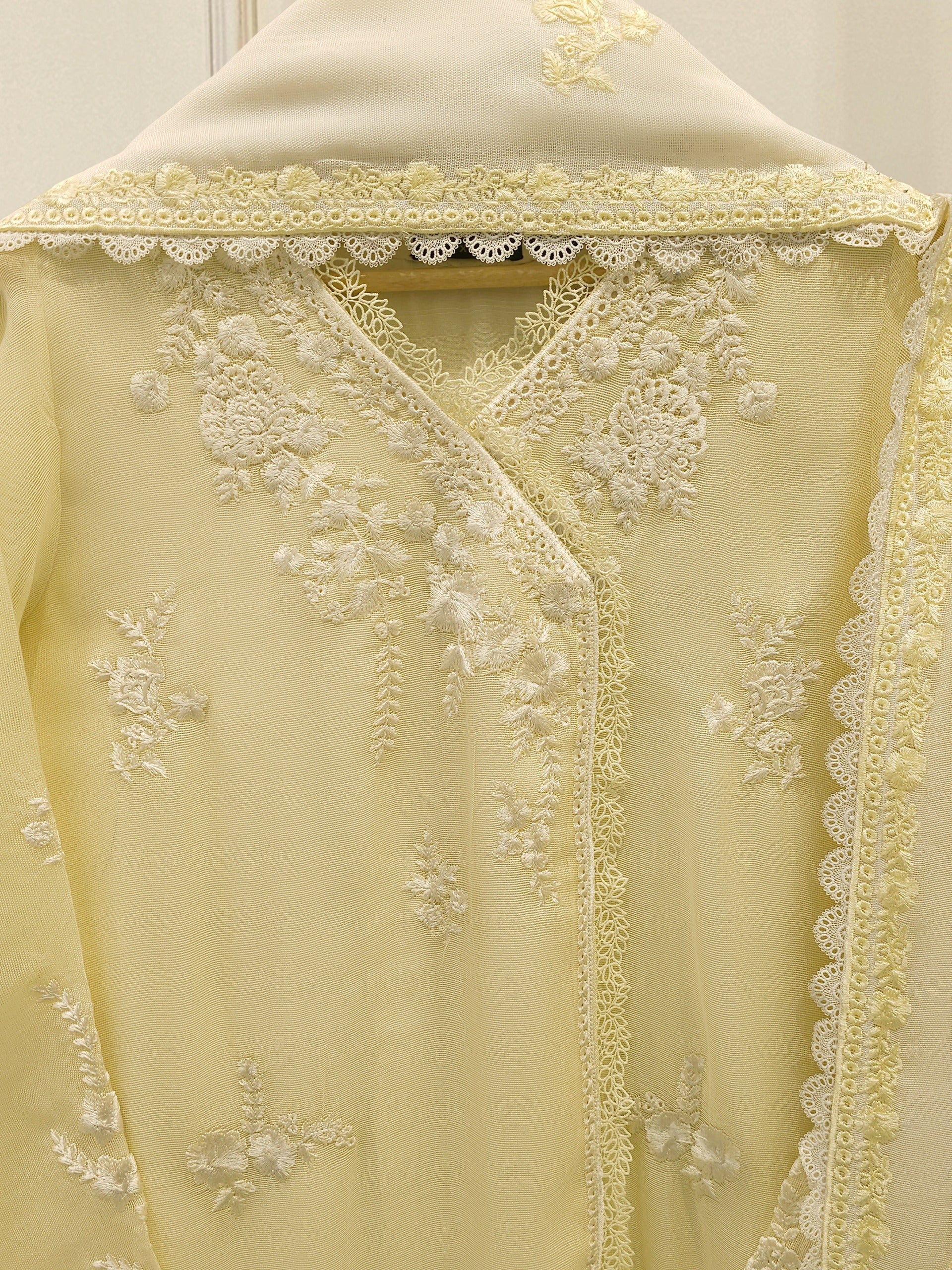 3 Piece - Pure Embroidered Cotton Net Suit S112801