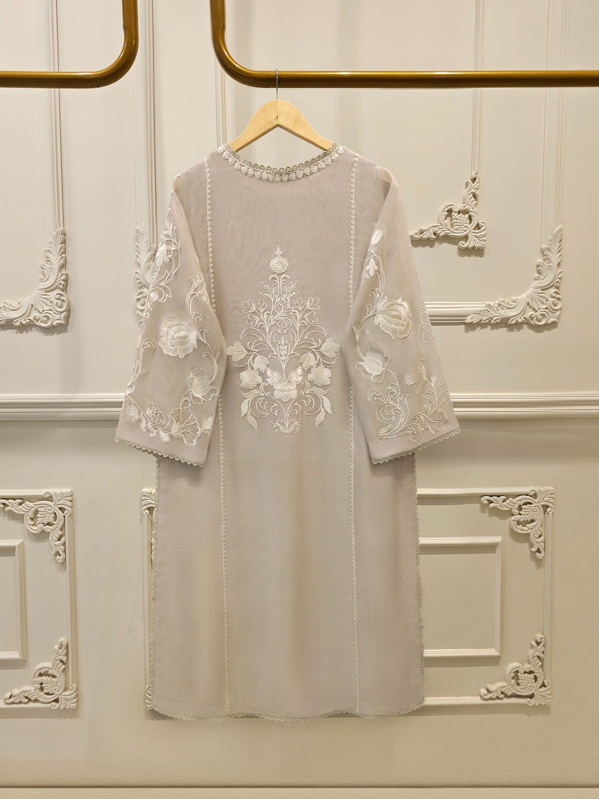 3 Piece - Pure Embroidered Cotton Net Suit S112929