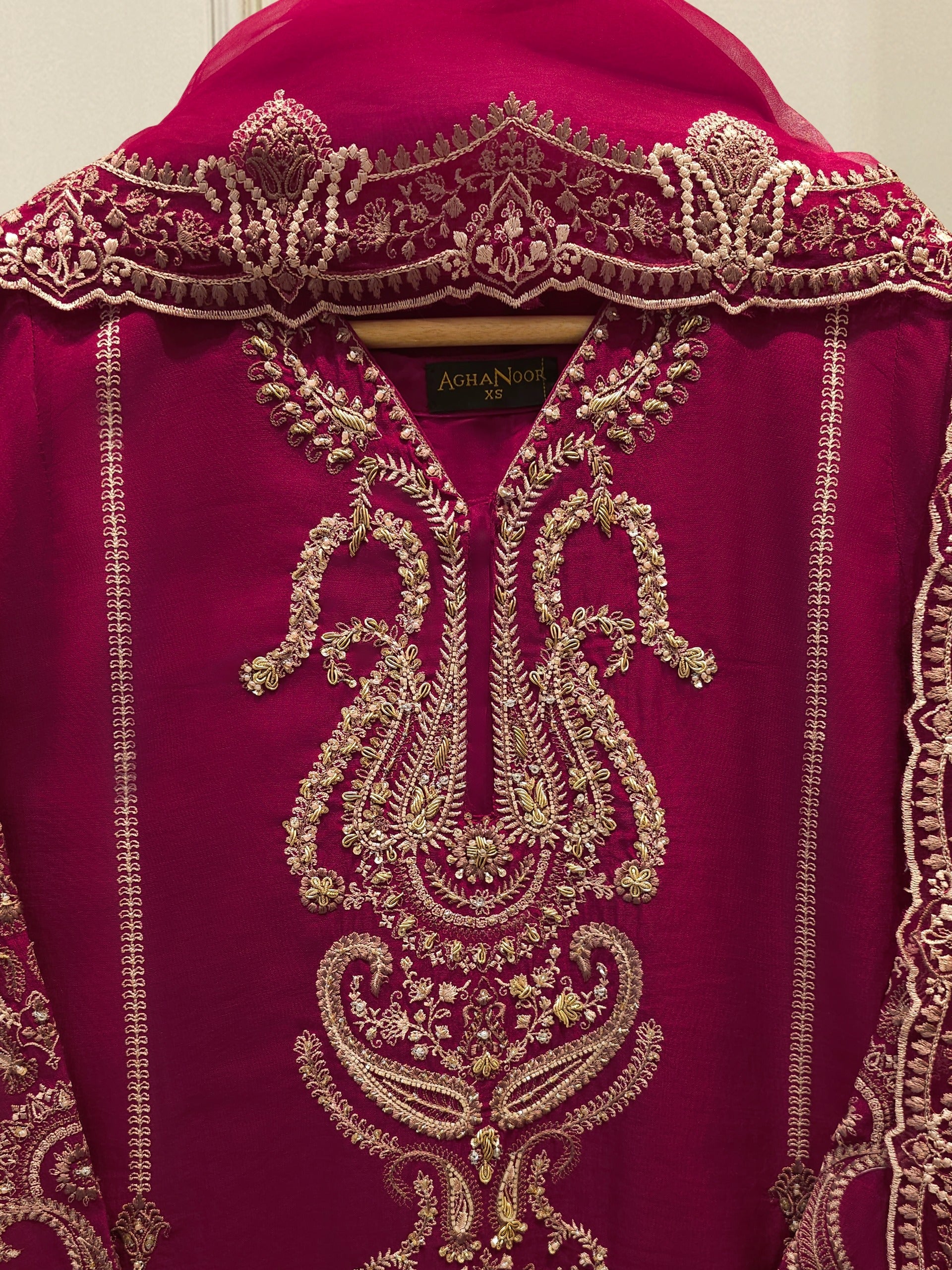3 Piece- Pure Embroidered Sheesha Silk Suit S112832
