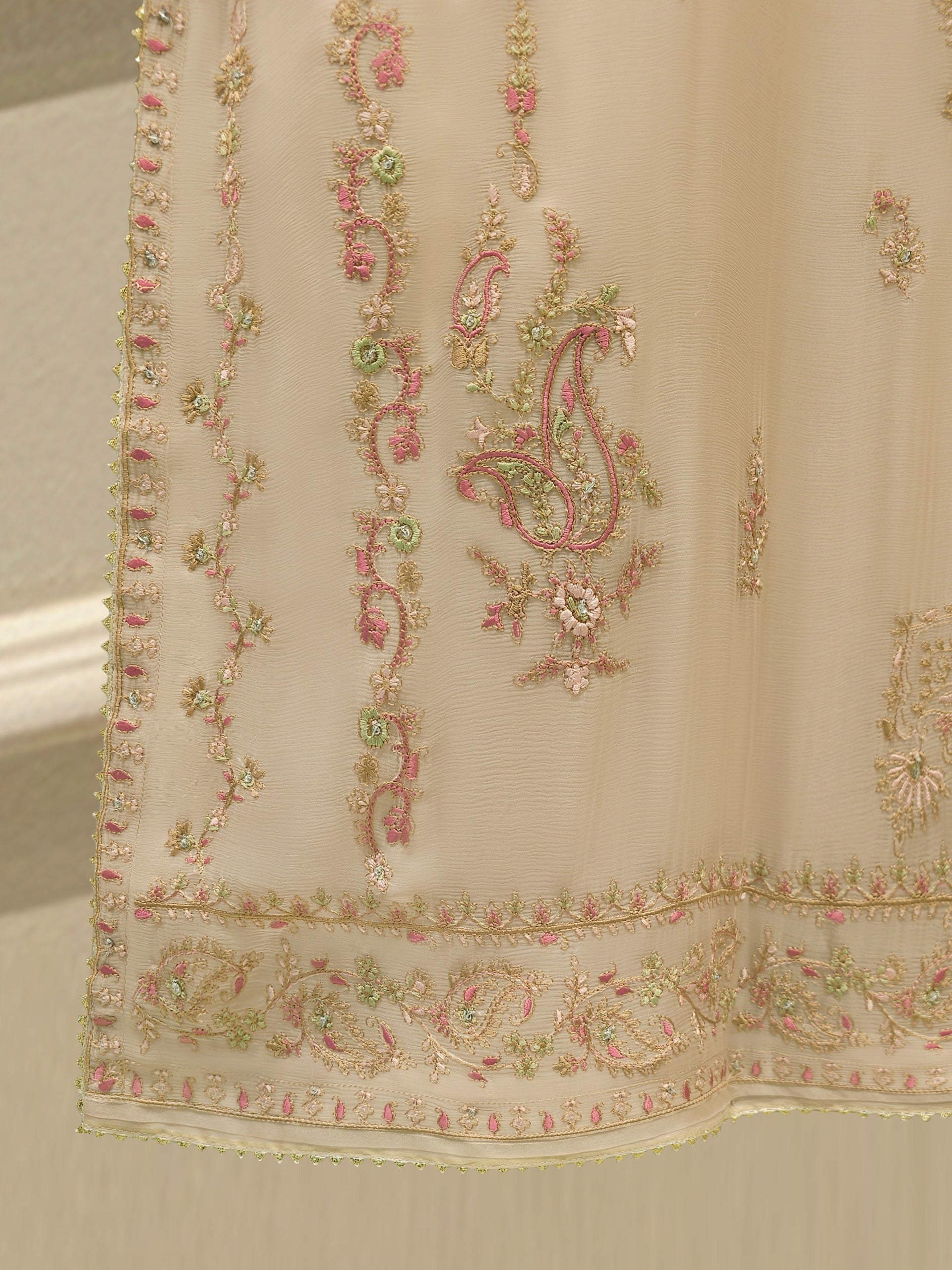 3 Piece - Pure Chiffon Embroidered Suit S112940