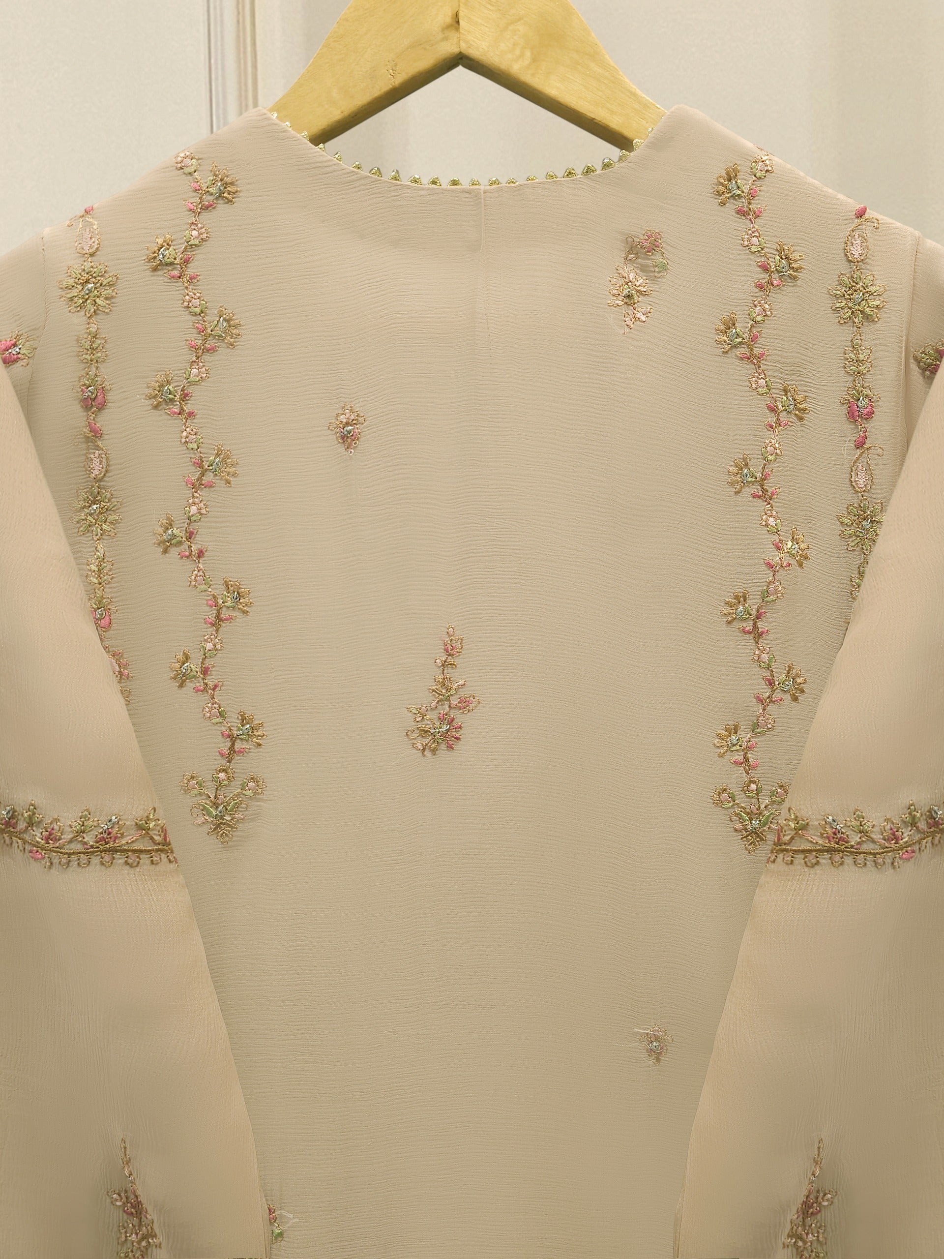3 Piece - Pure Chiffon Embroidered Suit S112940