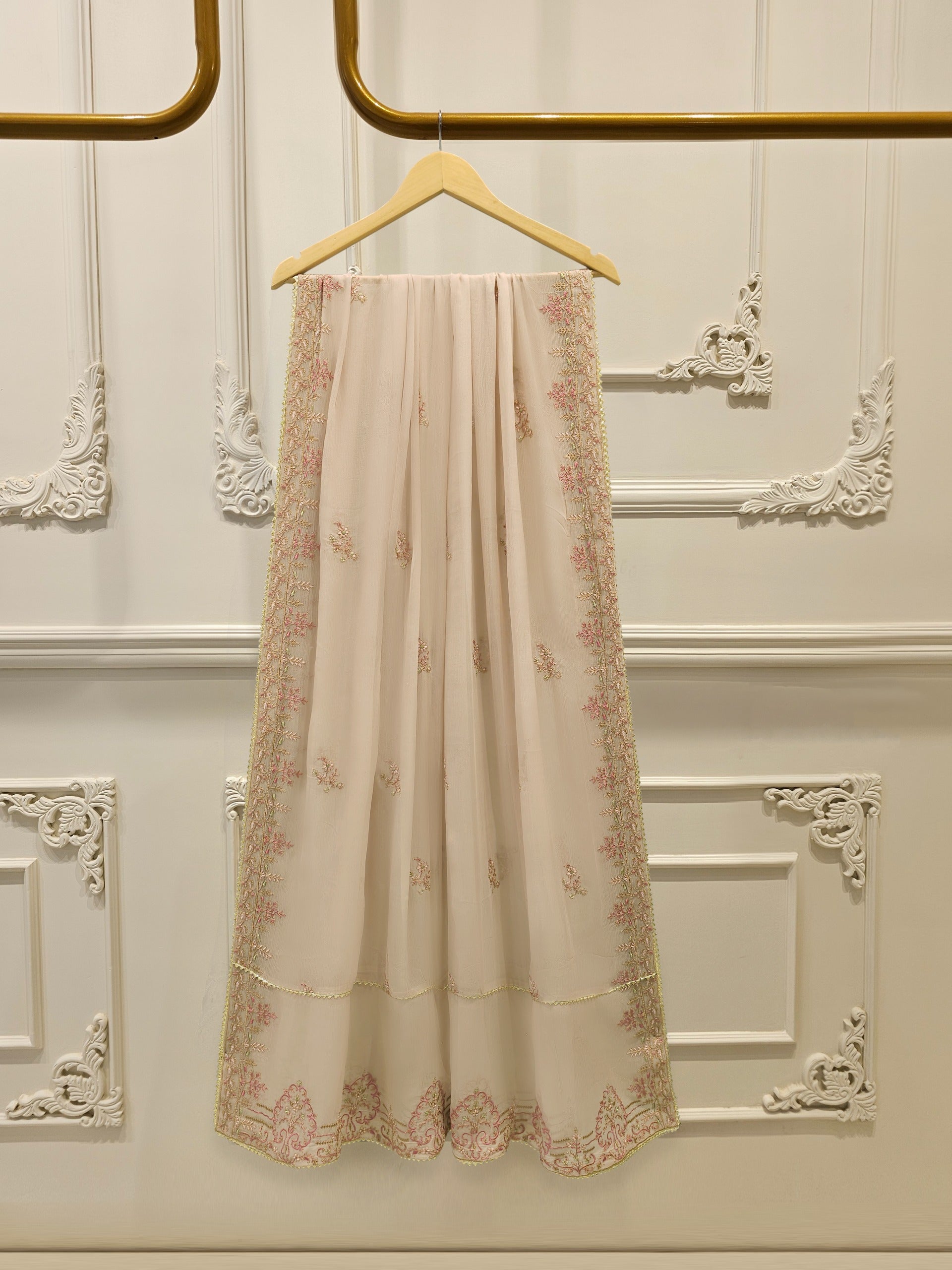 3 Piece - Pure Chiffon Embroidered Suit S112940