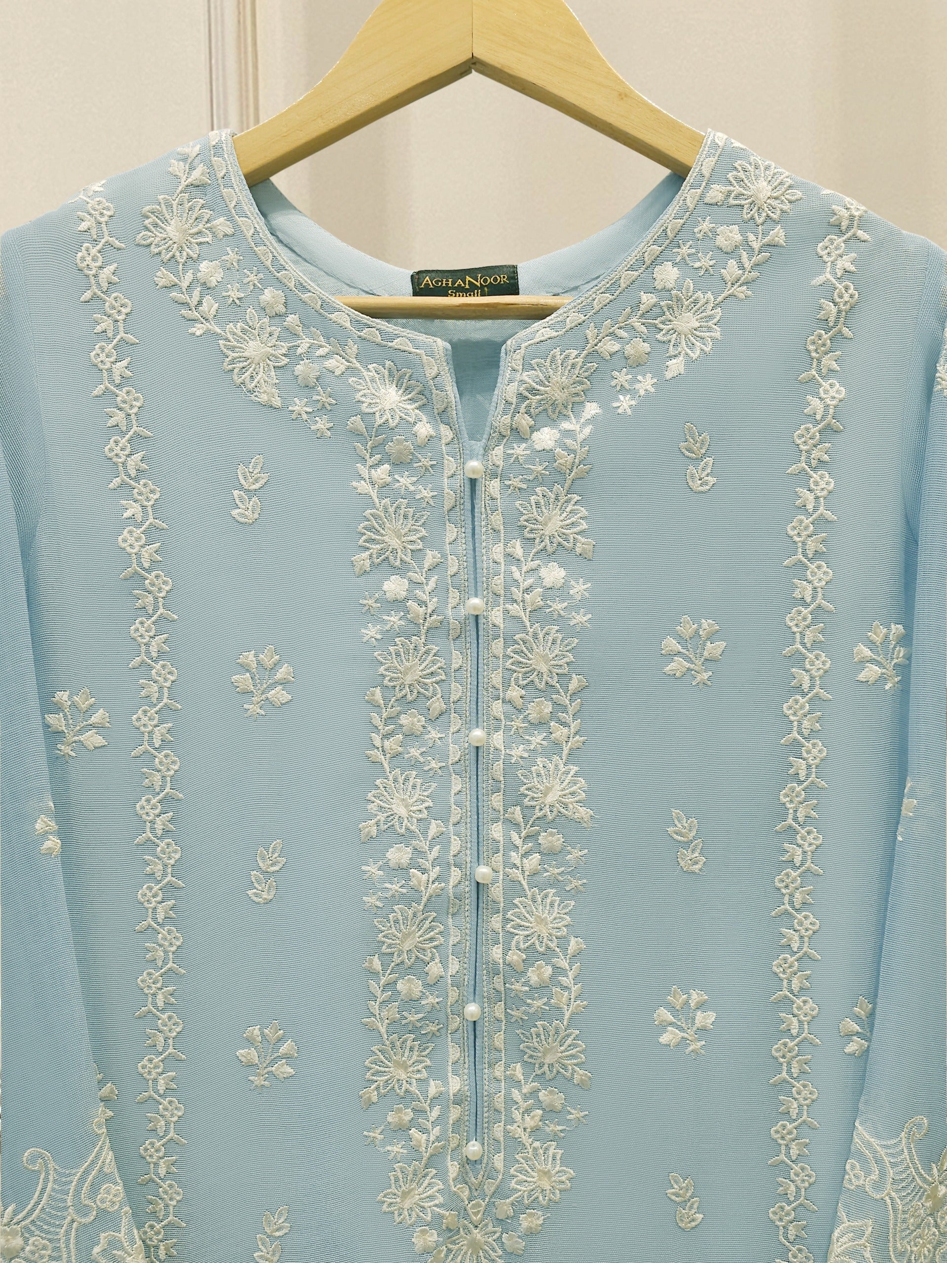 2 Piece - Pure Embroidered Cotton Net Suit S112935