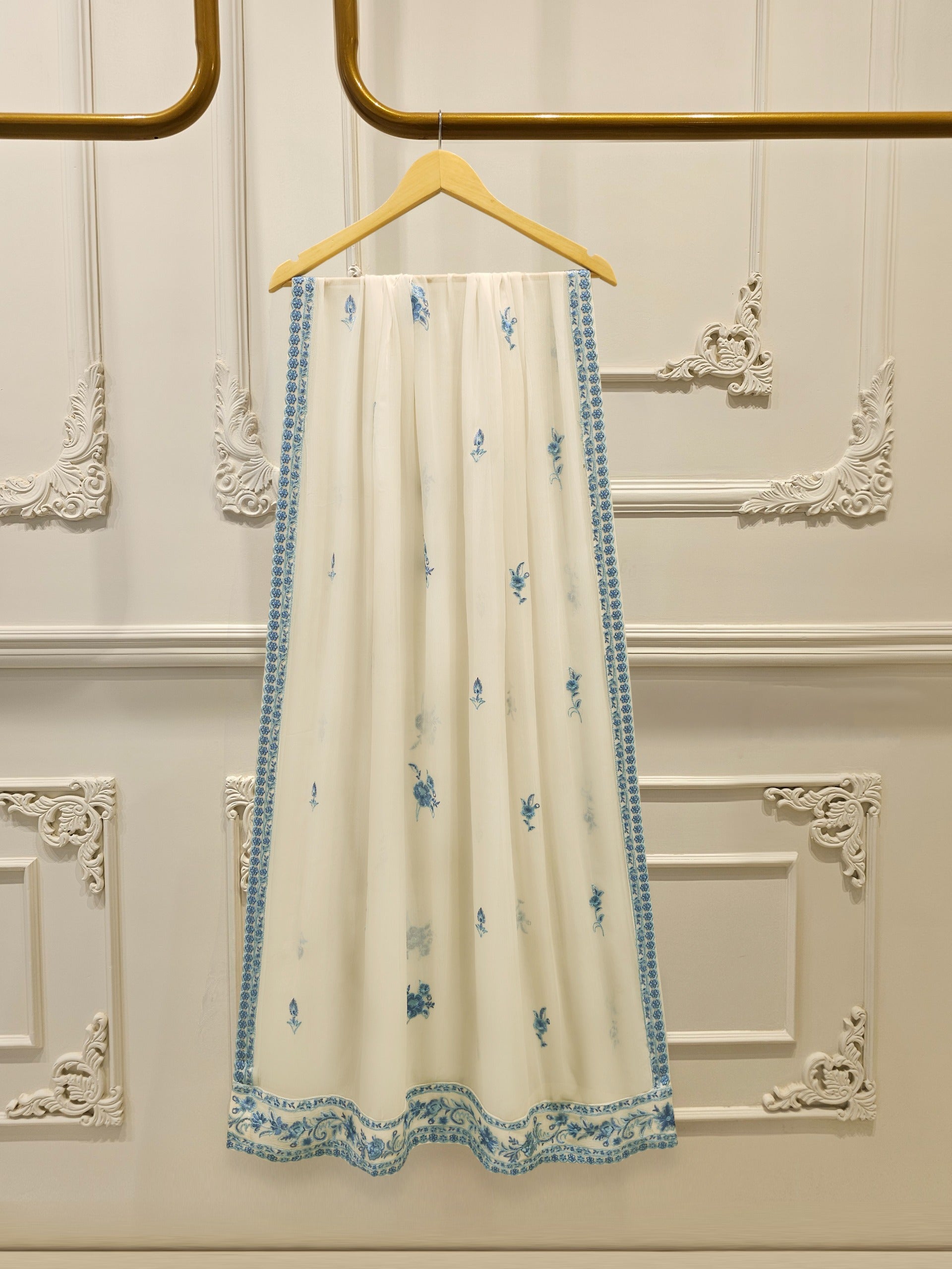 3 Piece - Pure Chiffon Embroidered Suit S112952